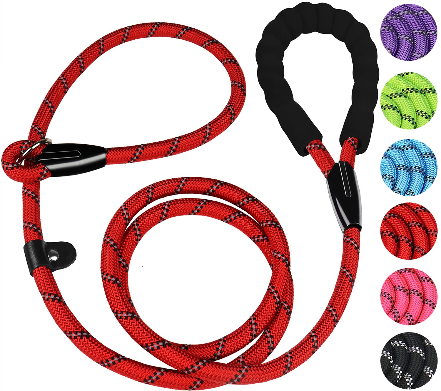 Slip Lead Dog Leash, 6 Ft Heavy Duty Dog Leashes, Durable Training Rope Slip Leash With Comfortable Padded Handle And Highly Ref