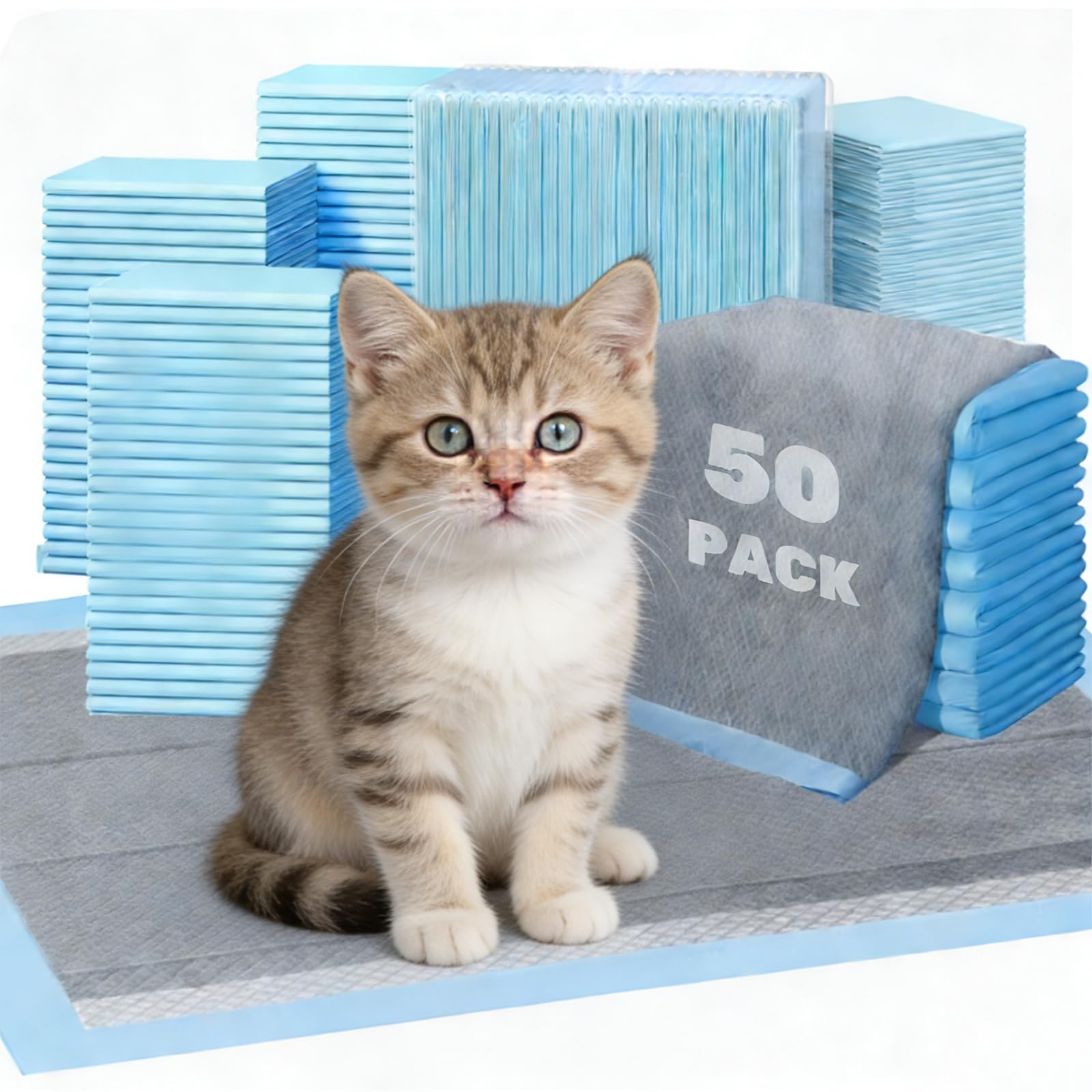 Simple Deluxe Charcoal Cat Pads 17x23, 50 Ct | Pee Pads for Cats | Thickened 6-Layer Super Absorbent Pads |Odor Control Cat Litt