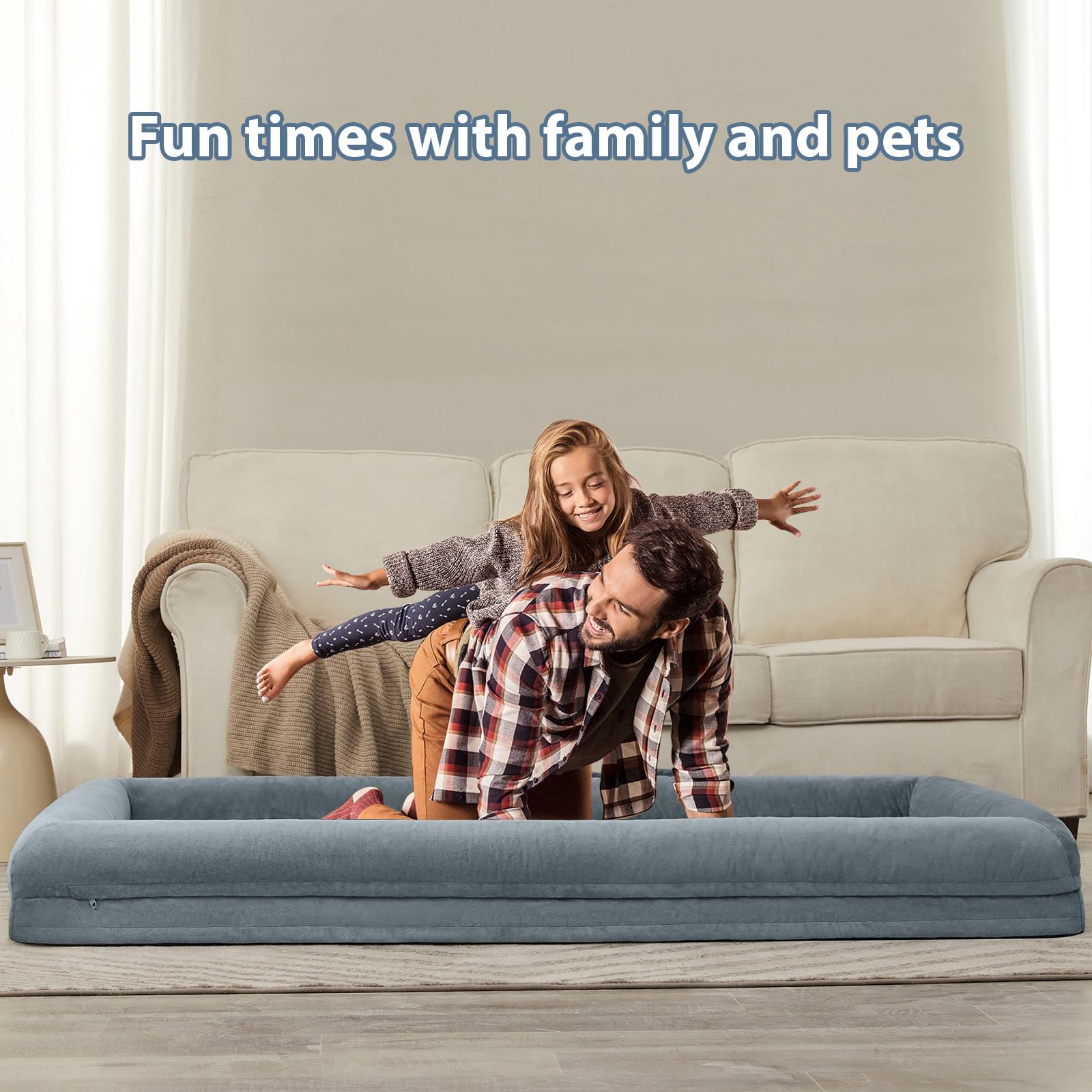 Wnpethome Human Dog Bed - 71' X 46' Orthopedic Dog Sofa With Removable, Waterproof Cover, Extra Large With Bolster Sides