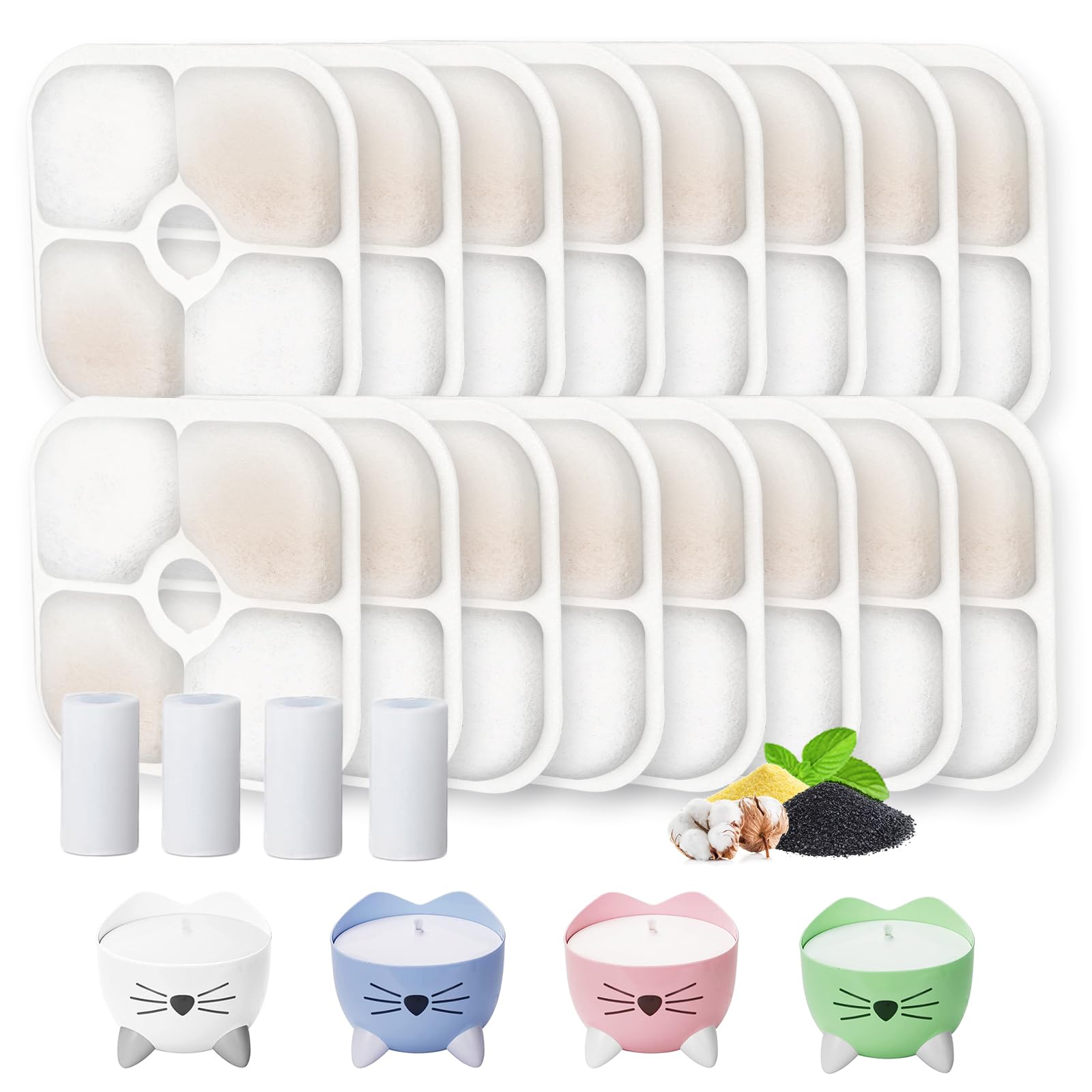 Cat Water Fountain Filter,Cat Fountain Filters for PIXI Pet Water Fountain,16 Pack Pet Fountain Filter Replacement
