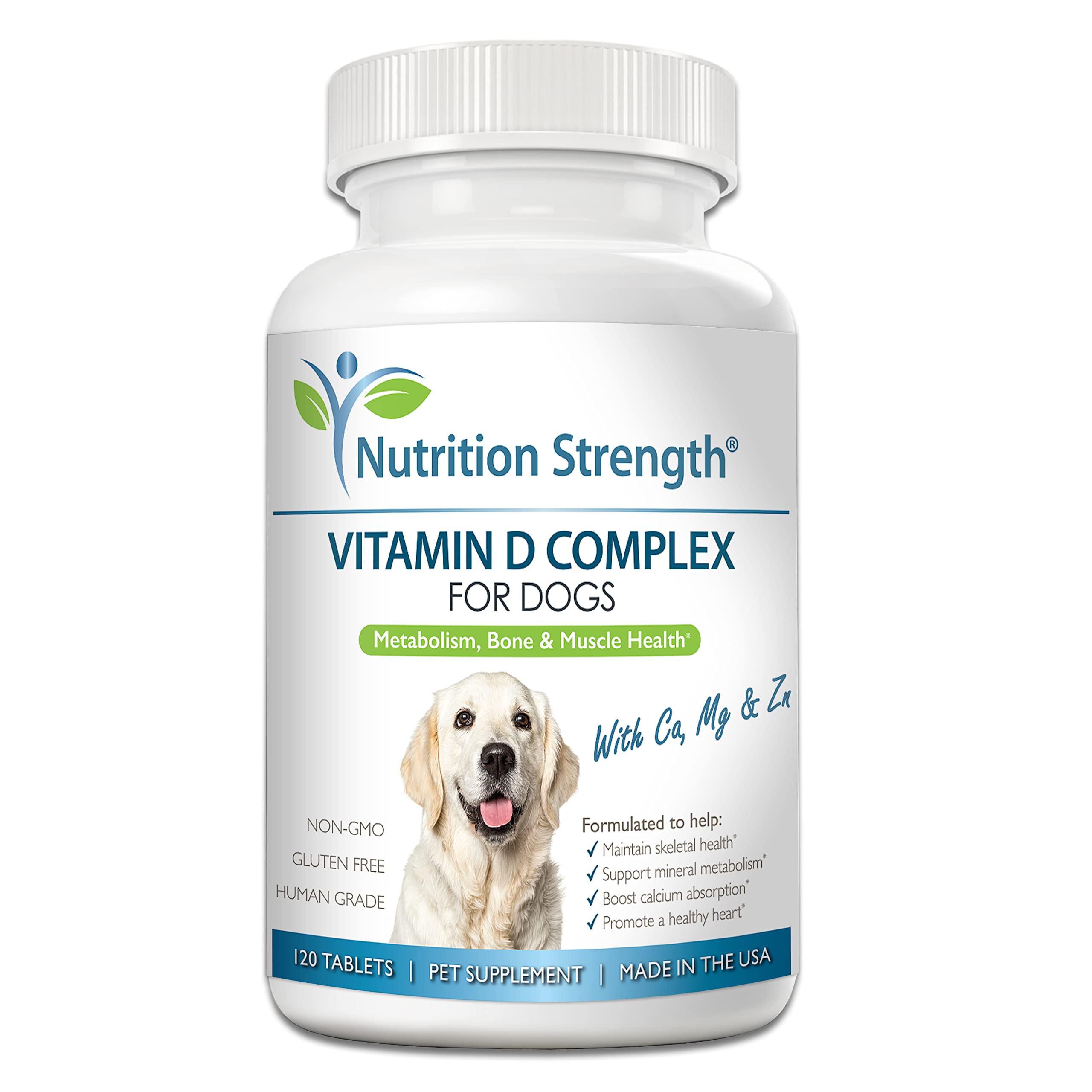 Nutrition Strength Vitamin D for Dogs with Calcium, Magnesium and Zinc to Support Strong Teeth, Bones and Muscles, Promote Miner