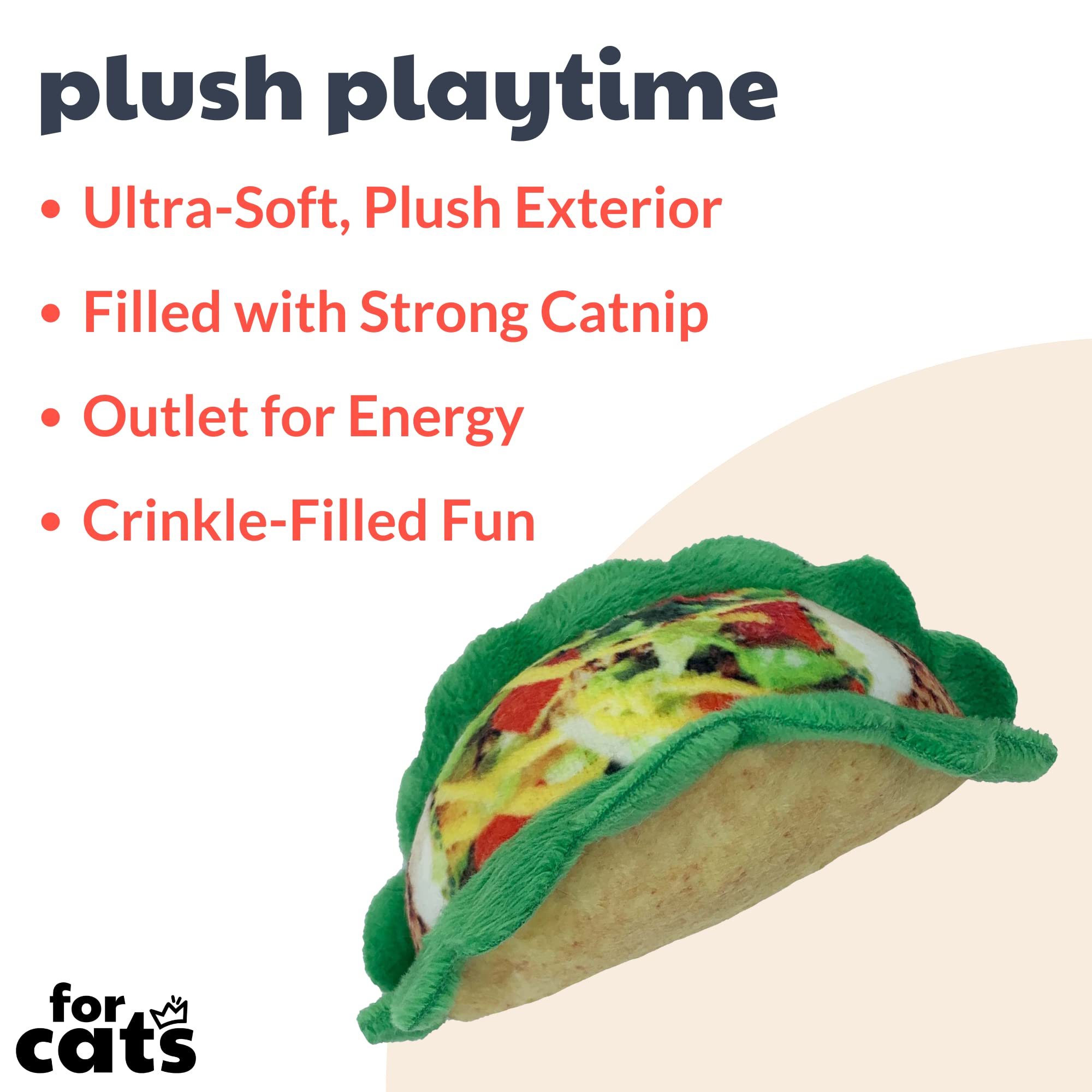 Huxley & Kent Plush Cat Toy - Taco - Snack Attack Strong Catnip Filled - Plush Interactive Kitten And Cat Toy With Catnip And Cr