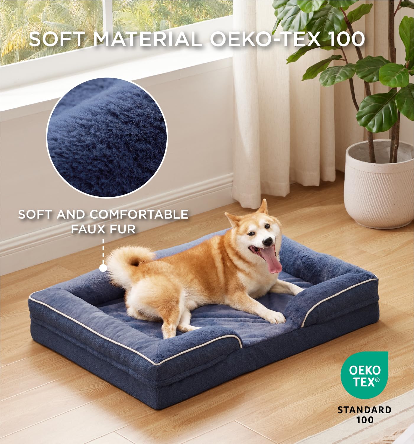Made4Pets Orthopedic Dog Bed for Large Dogs, Supportive Foam Big Large Pet Bed Sofa with Washable Removable Cover, Waterproof Do