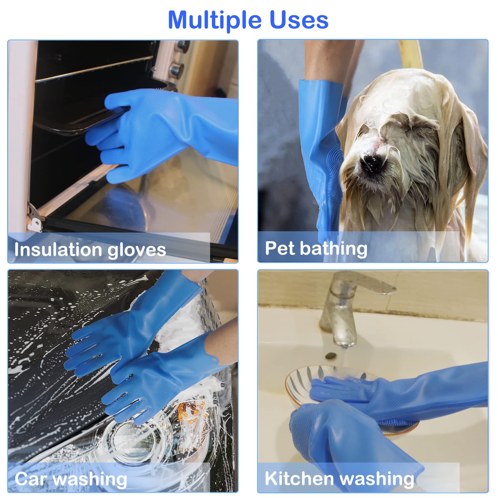 Yintoper Pet Grooming Gloves, Dog Washing Gloves With High-Density Teeth, Heat Resistant Silicone Cat Hair Remover With Enhanced