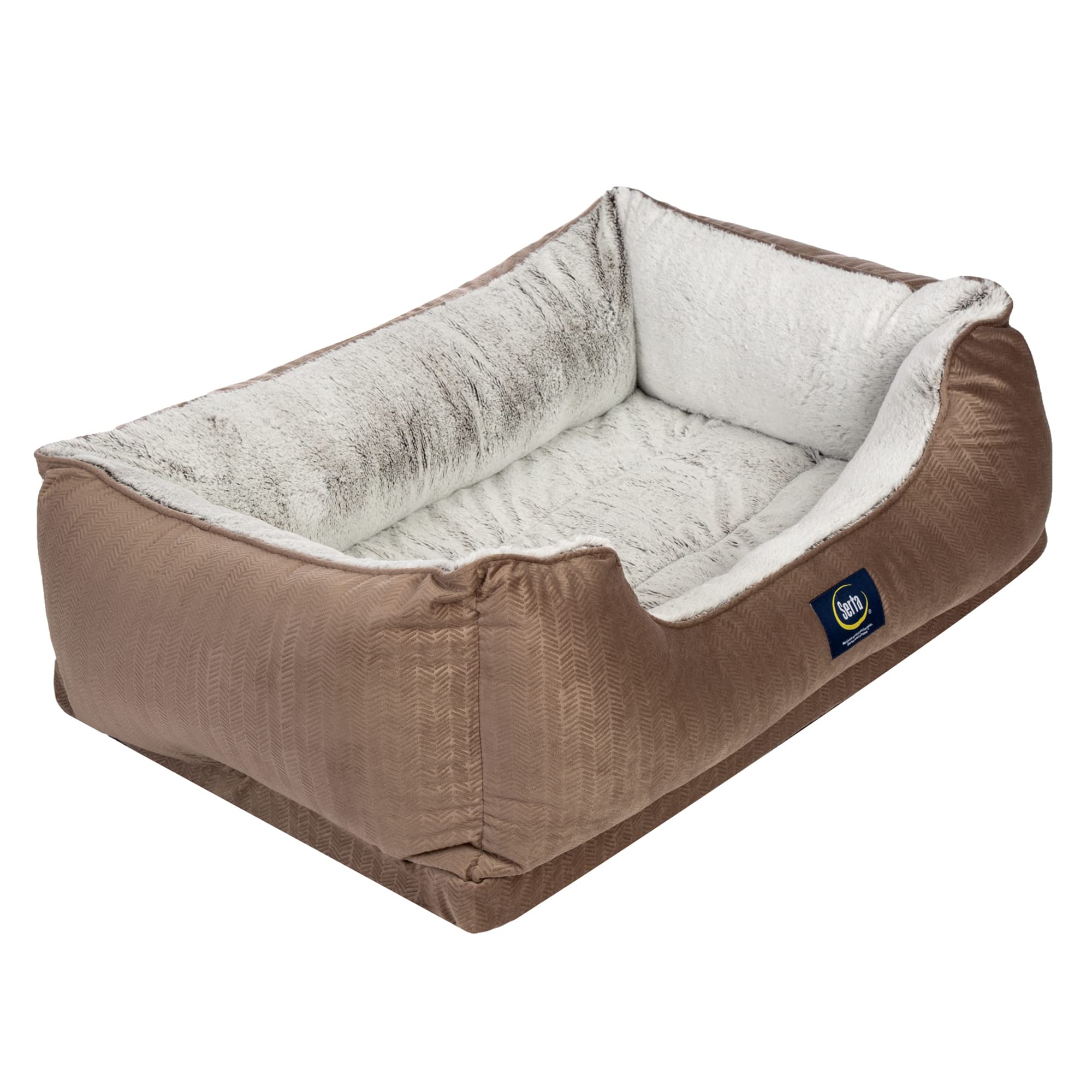 Serta Orthopedic Cuddler Dog Bed For Pets - Chocolate Brown (Large)