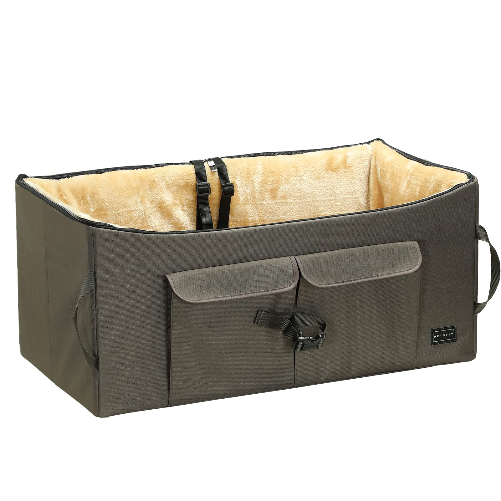 Petsfit Dog Booster Seat For 2 Small Dogs Or Medium Dog Up To 45 Lb, Large Dog Car Seat With 2 Big Pockets For Cars, Trucks And 