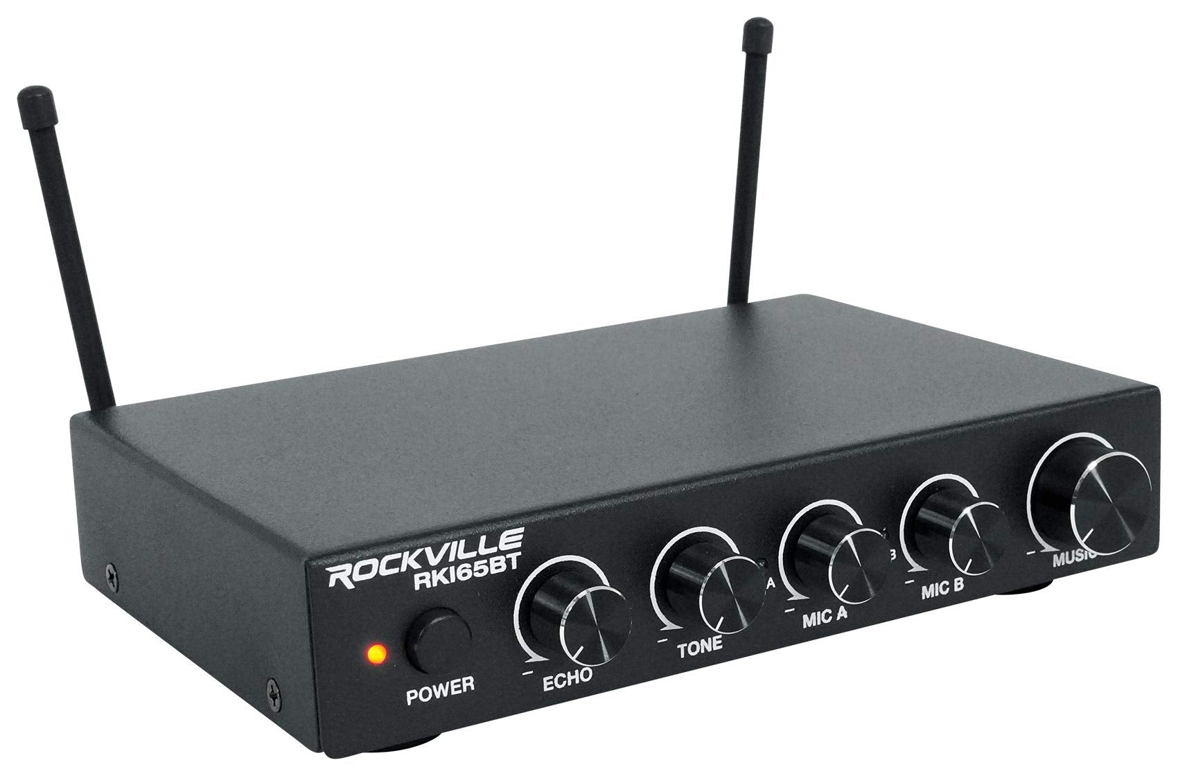 Rockville RKI65BT Dual UHF Wireless Microphones with Bluetooth Karaoke Interface, Black
