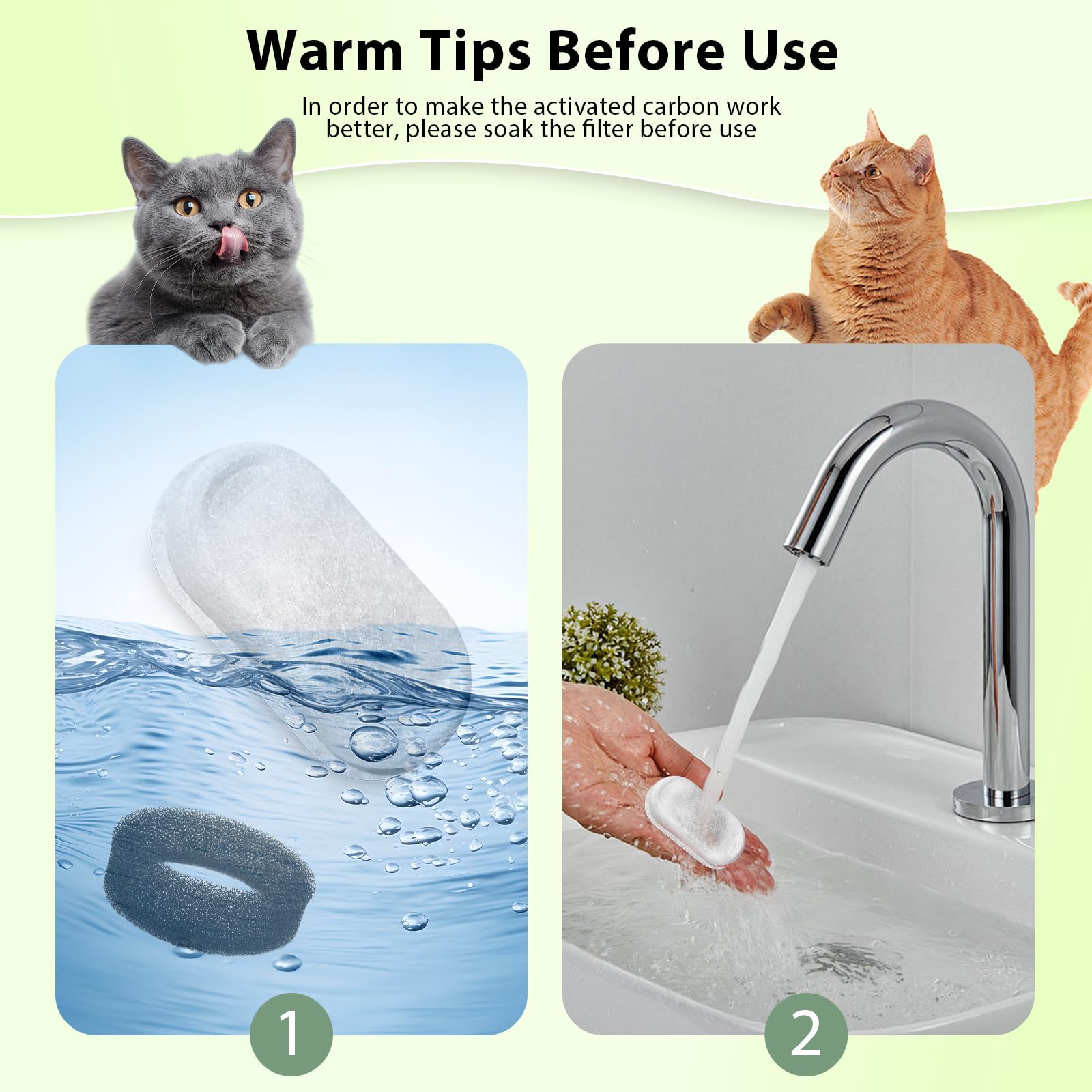 Cat Water Fountain Filter - 16 Pack Cat Fountain Filter For 3.2L/108Oz & 2L/67Oz Pet Water Fountain, Three-Layer Filtration Repl