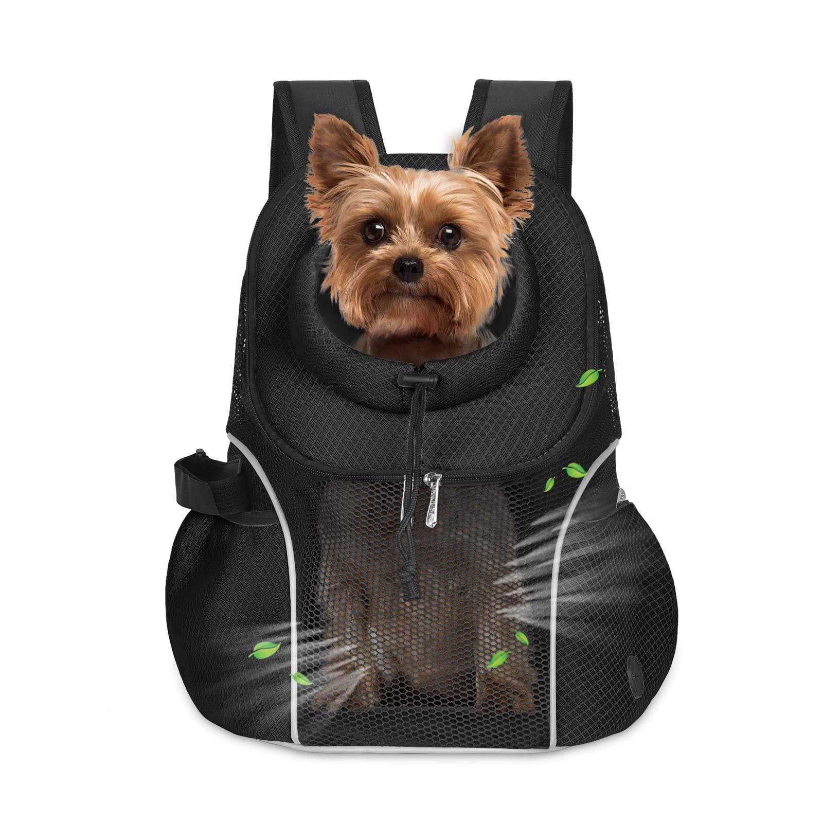Woyyho Pet Dog Carrier Backpack Small Dog Front Backpack Ventilated Mesh Dog Travel Back Pack With Safety Belt For Travel Hiking
