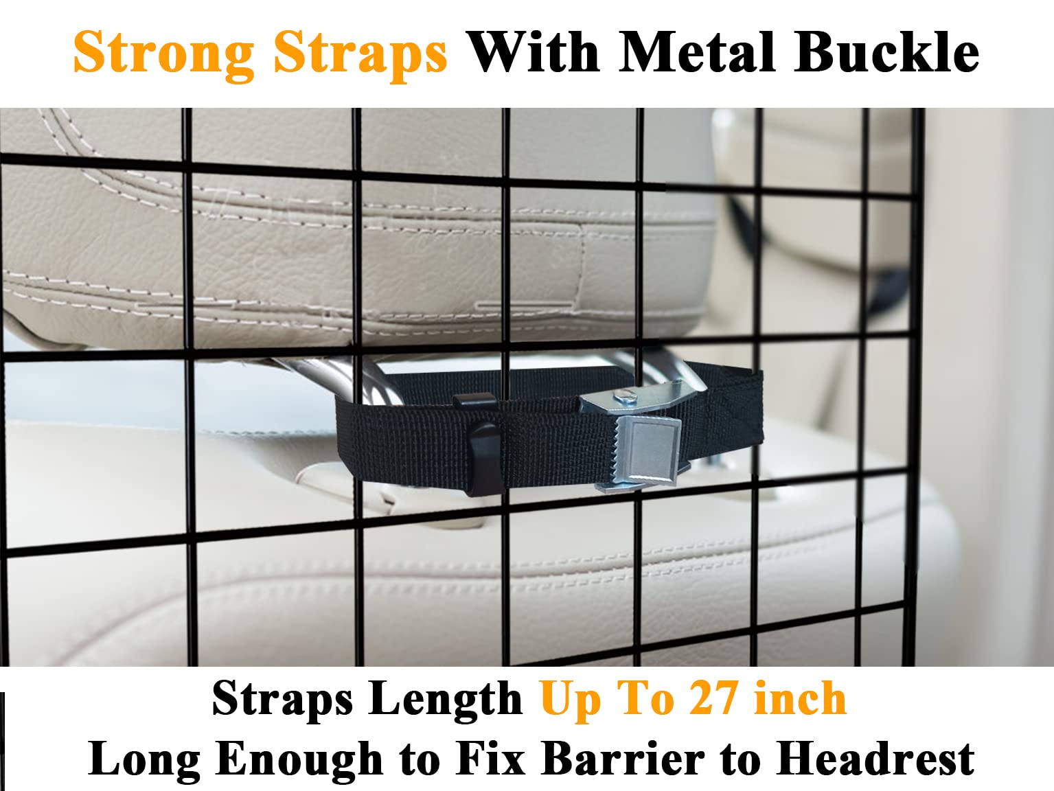 Noamoo 38-66.5 Inches Dog Car Barrier For Suvs, Van, Vehicles, Adjustable Large Pet Barriers, Universal Fit Heavy-Duty Wire Mesh