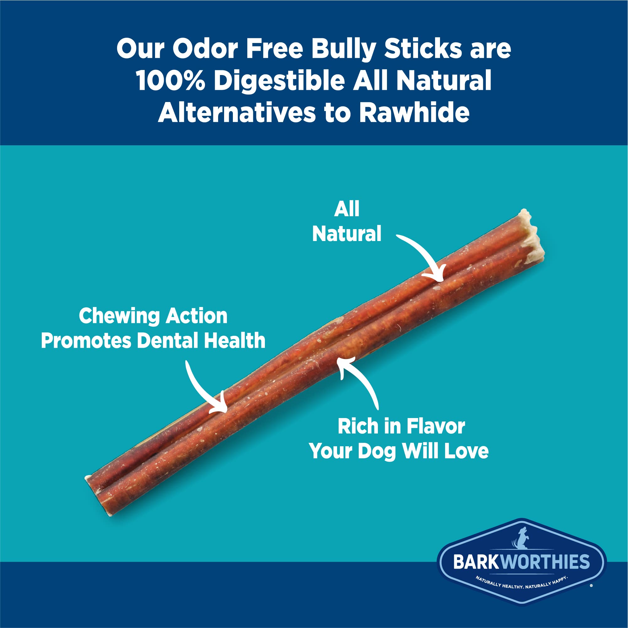 Barkworthies Odor-Free Bully Stick Treat, 6 , (Pack Of 5)