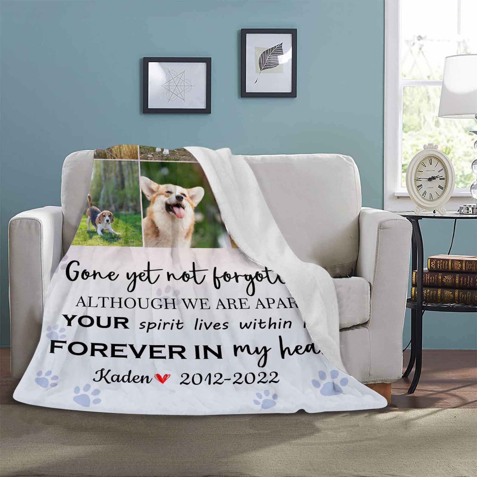 Interestprint Custom Memorial Blanket With Pet Photos And Name-In Loving Memory Gifts Personalized For Loved Ones Lost-Remembrance Blankets For Dogs Cats Pet Lover