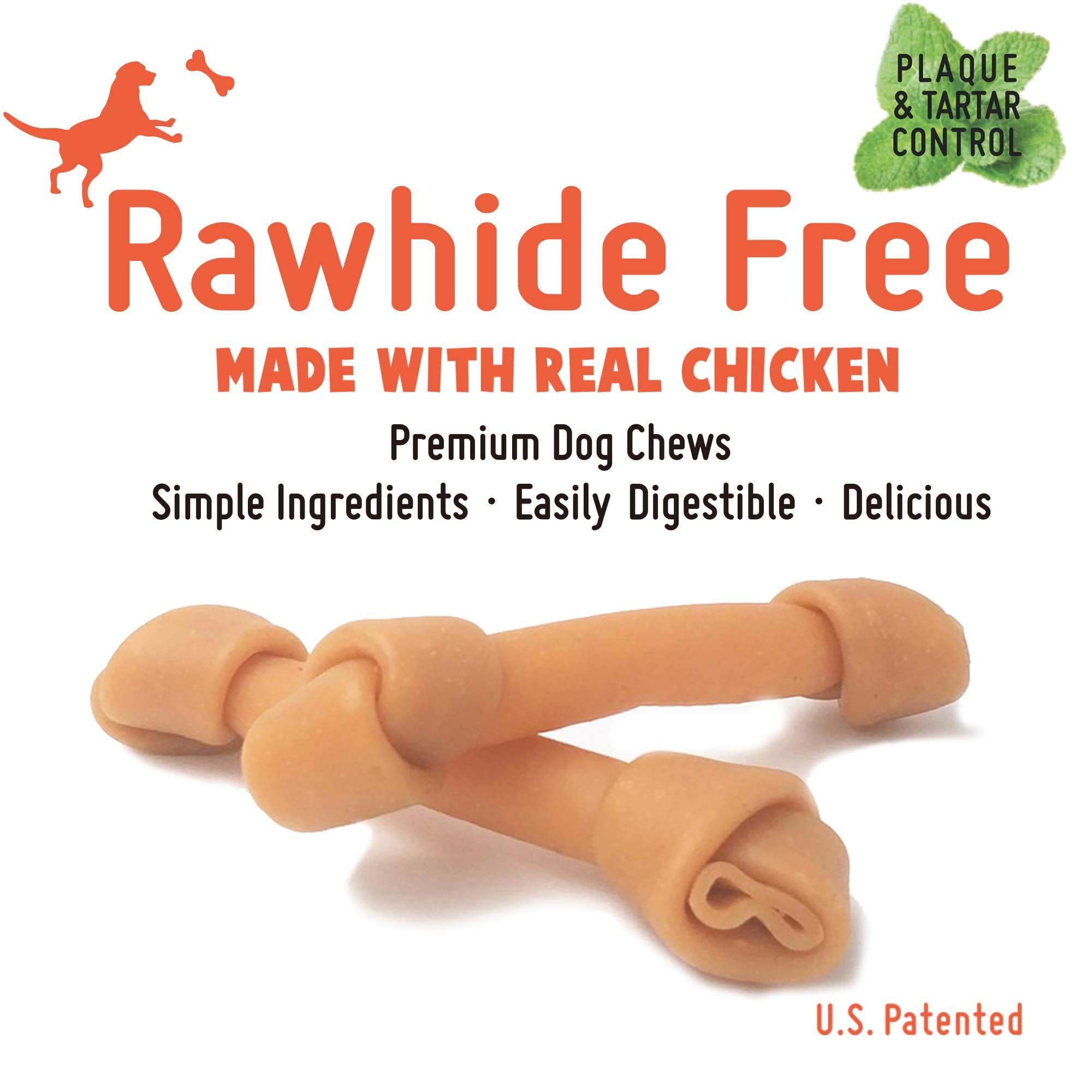 LuvChew Peanut Butter Dog Chew Bones, Rawhide & Gluten Free, Mini 18pcs, Highly Digestible, Brown