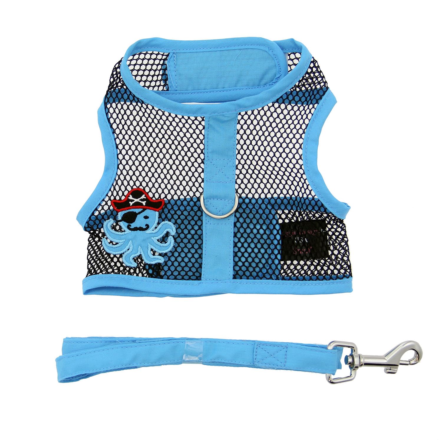 Doggie Design Cool Mesh Harness Under The Sea Collection - Octopus Pirate Blue & Black S