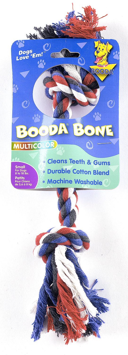 Two Knot Rope Bone Dog Toy In Multicolors, Size: Small