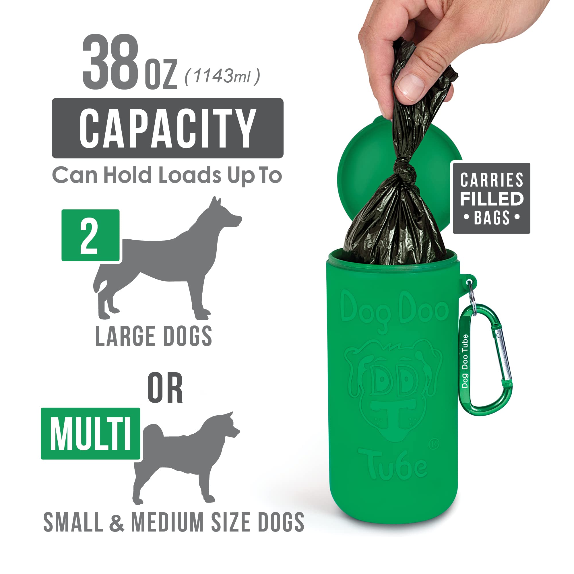 Dog Doo Tube Reusable Dog Poop Holder For Dog Walkers - Carries Used Dog Poop Bags - Tight Fitting Lid Keeps in Odors - Dog Wast