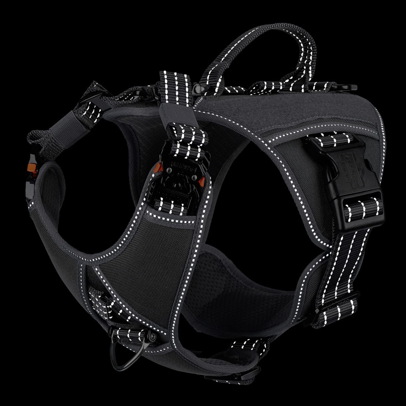 Icefang Gn8 Quick-Moving Tactical Dog Harness With Handle,Reflective In Training Walking K9 Vest,No-Pull Front Lead,5-Points Adjustable,Hook And Loop Panels (Grey, X-Large (Pack Of 1))