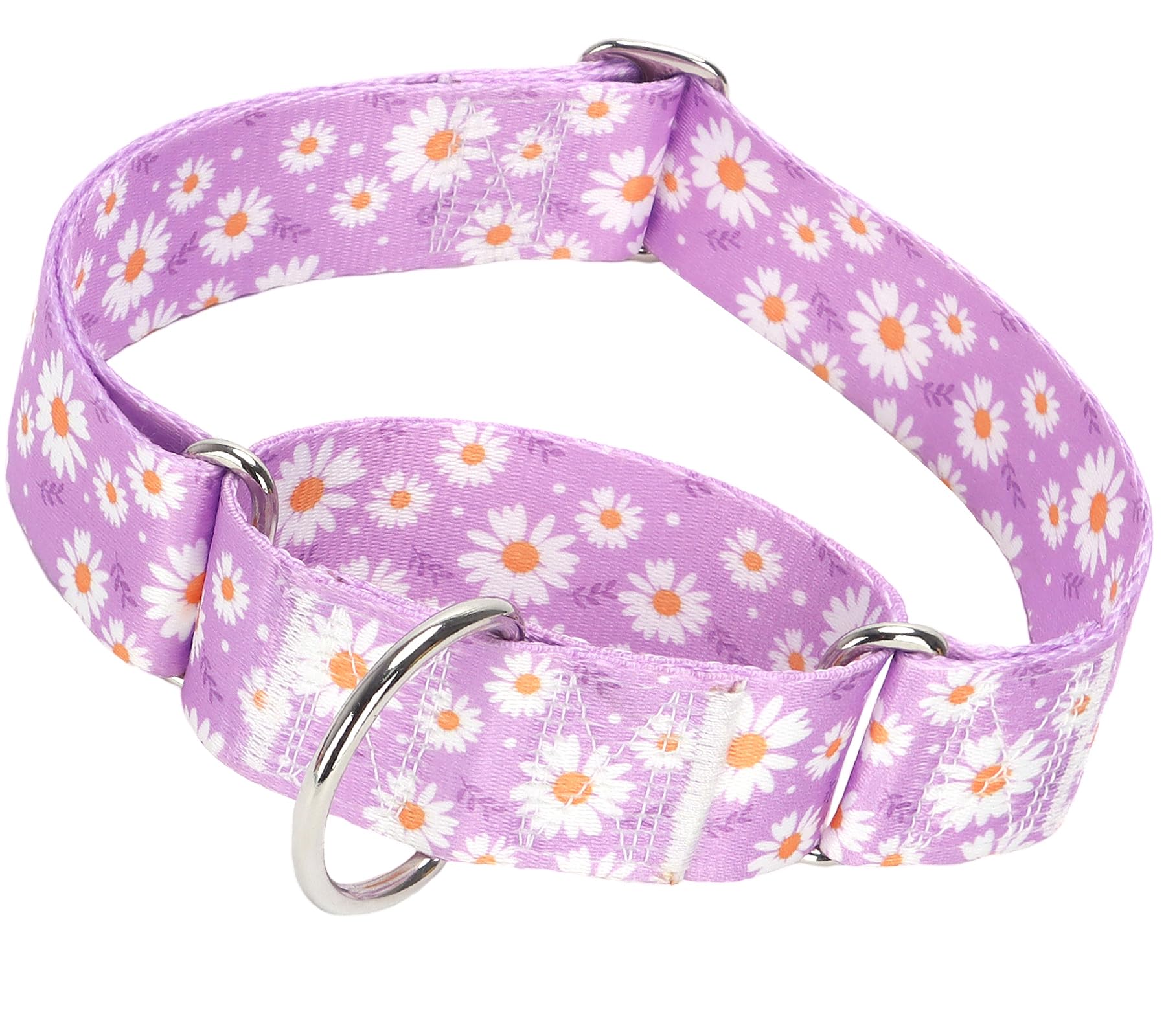 1.5 Inch Martingale Dog Collar - No Pull Daisy Design Nylon Training Collar For Medium, Large & Xl Dogs | Heavy Duty Adjustable 