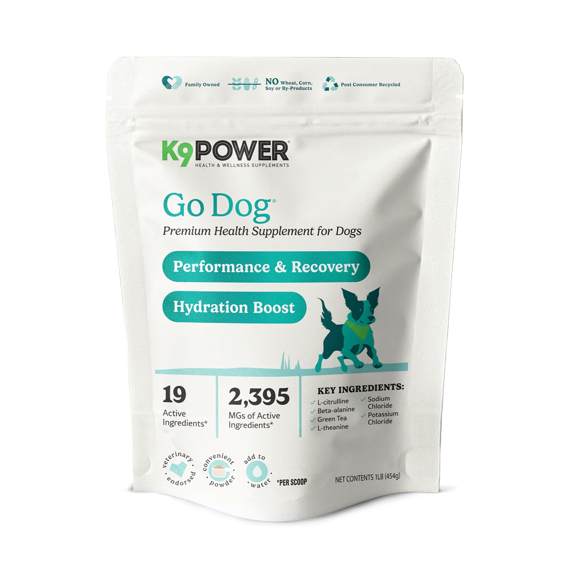 K9Power Go Dog - Hydration & Electrolyte Supplement for Dogs - Boost Stamina, Recovery, Muscle Function & Energy - Beta-Alanine,