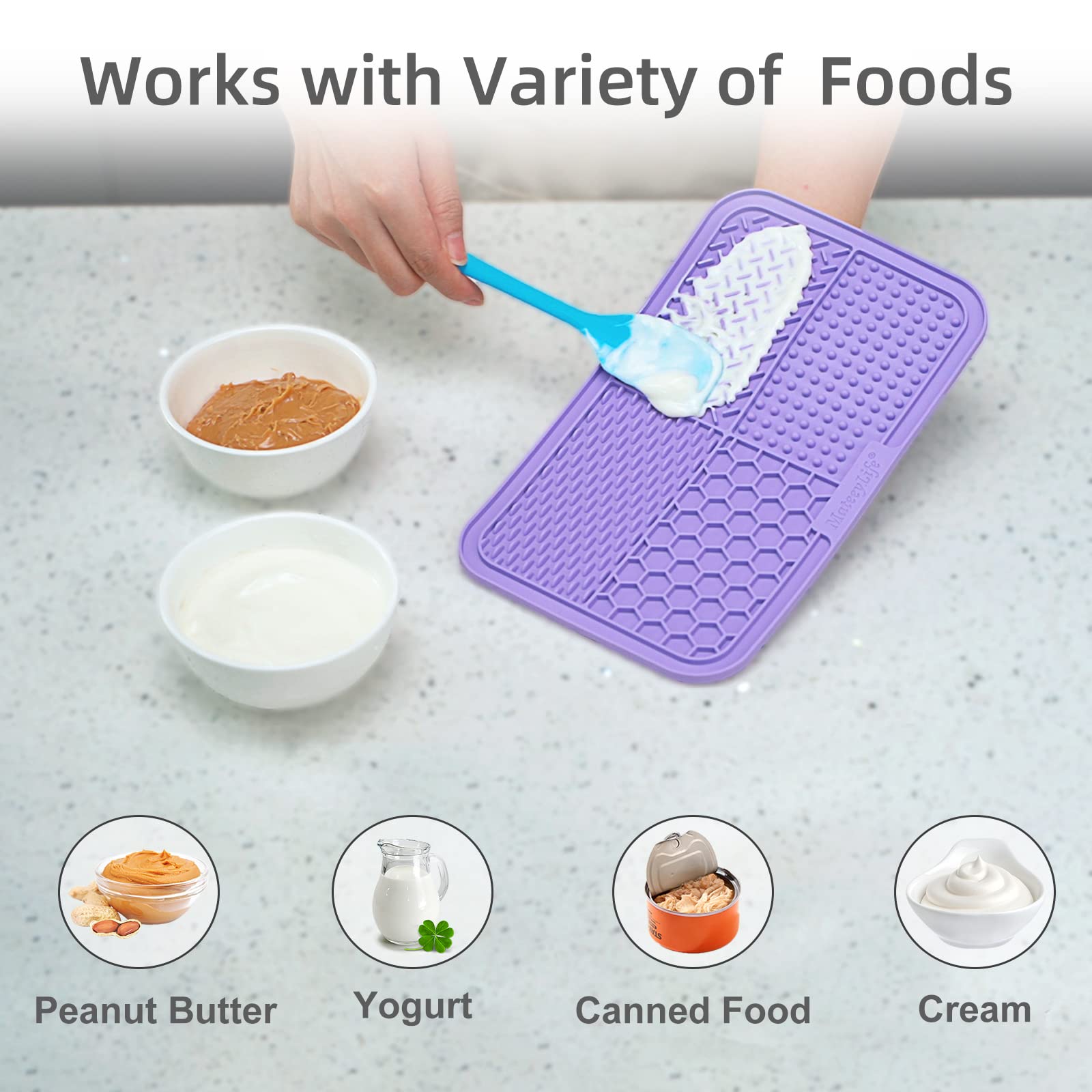 Mateeylife 2Pcs Large Lick Mat For Dogs And Cats With Suction Cups, Dog Lick Mat For Anxiety Relief, Dog Enrichment Toys For Boredom, Cat Peanut Butter Lick Pad, Dog Treat Mat For Bathing Grooming