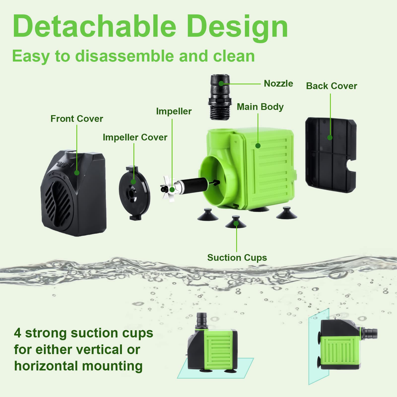 Aysoner Submersible Fountain Water Pump: 550Gph 30W Adjustable Ultra Quiet Small Pond Pump With 6Ft Power Cord For Aquarium Fish Tank | Outdoor Waterfall | Statuary | Hydroponics