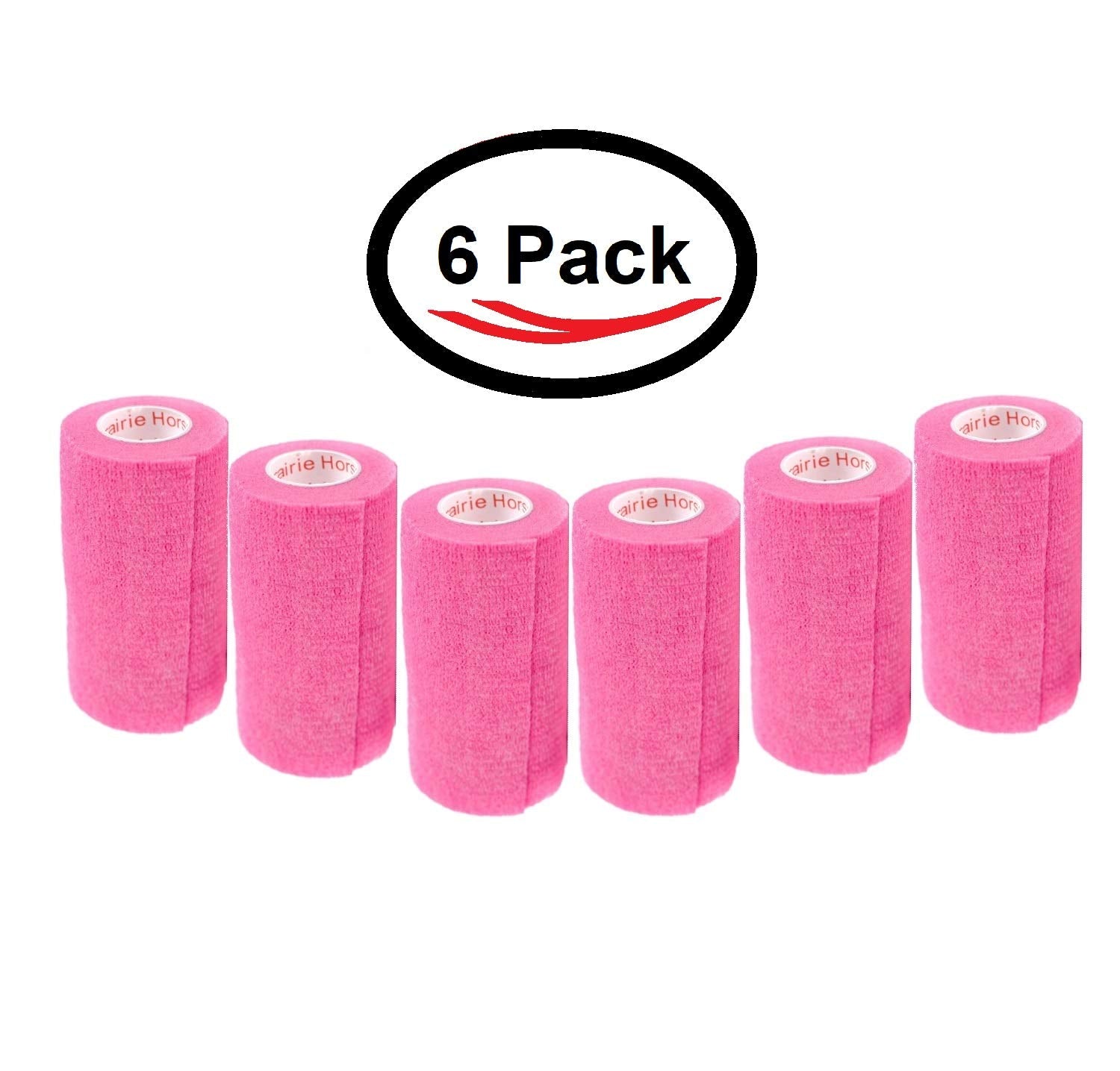3 Inch Vet Wrap Tape Bulk (Neon Pink) (Pack of 6) Self Adhesive Adherent Adhering Flex Bandage Grip Roll for Dog Cat Pet Horse