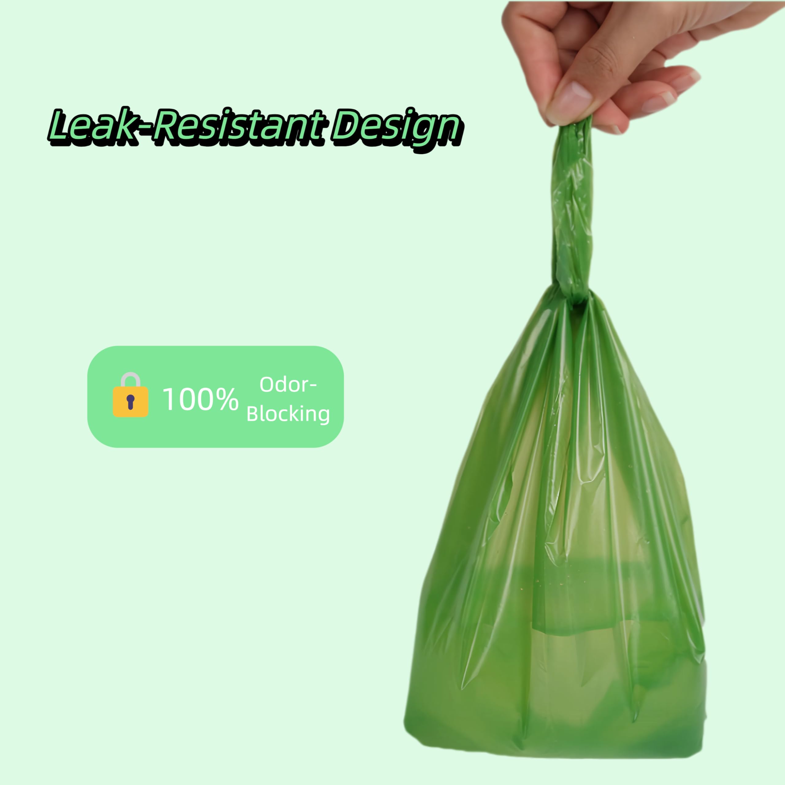 Cwyza Biodegradable T-Shirt Poop Bags With Easy-Tie Handles - Leak-Proof, Extra Thick Waste Bags For Small Dogs & Cats,6 Pack Of