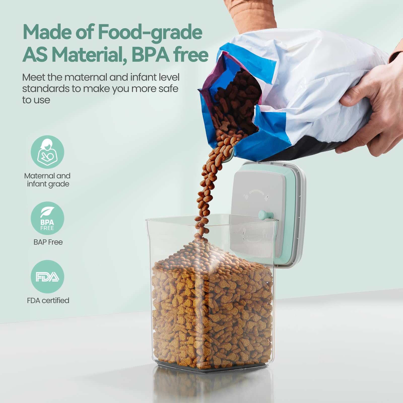 FAFAFLYER Dog-Cat POP Treat-Airtight jar-Container - 1.3 Qt/1.2 L and 2.2 Qt/2 L (2PC) | Stackable One-Touch Opening | For Snack