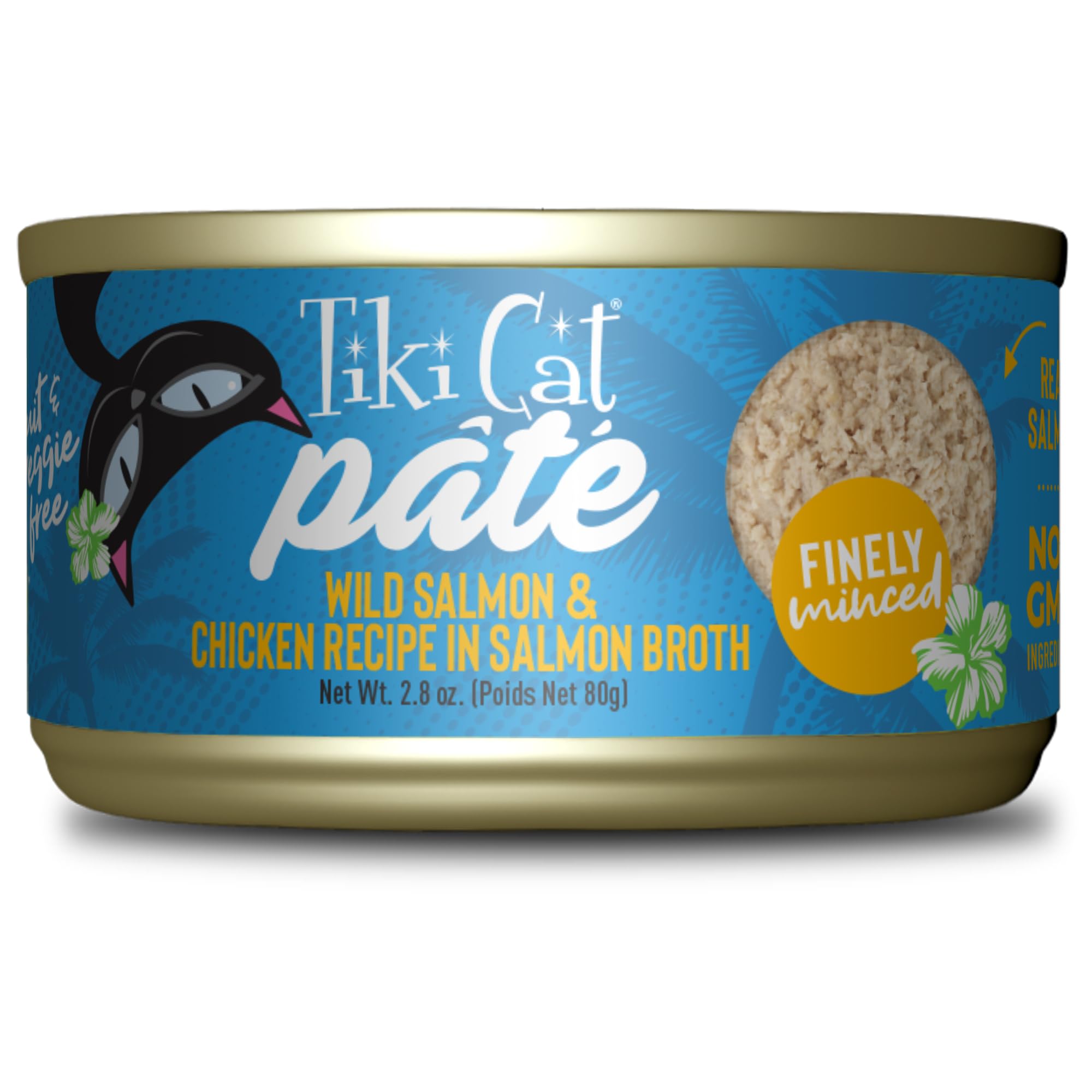 Tiki Cat Luau Pt  , Wild Salmon & Chicken Recipe in Salmon Broth, Grain-Free Balanced Nutrition Wet Canned Cat Food, for All Lif