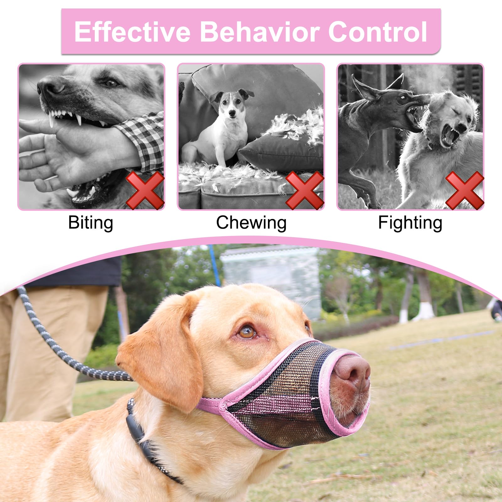 Luckypaw Dog Muzzle, Mesh Muzzle For Small Medium Dogs, Soft Mouth Cover To Prevent Biting Chewing, Drinkable Breathable Adjusta