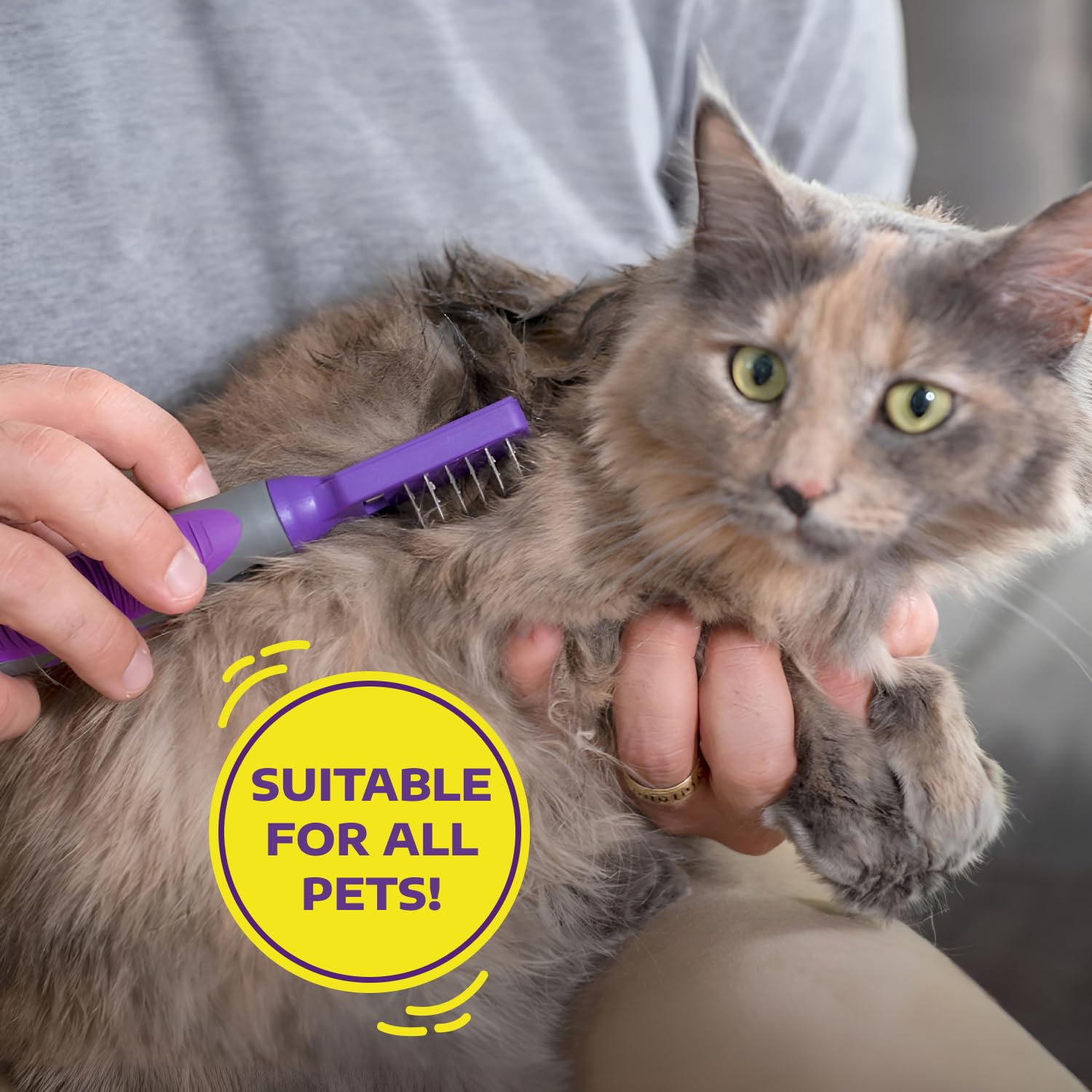 Hertzko Dog Mat Remover - Grooming Comb, Mat Remover For Cats, Dogs, Small Animals - Dematting Tool, Dog Knot Remover Brush For Long Haired Dogs, Short Haired Dogs, And Rabbit Bedding (Small)