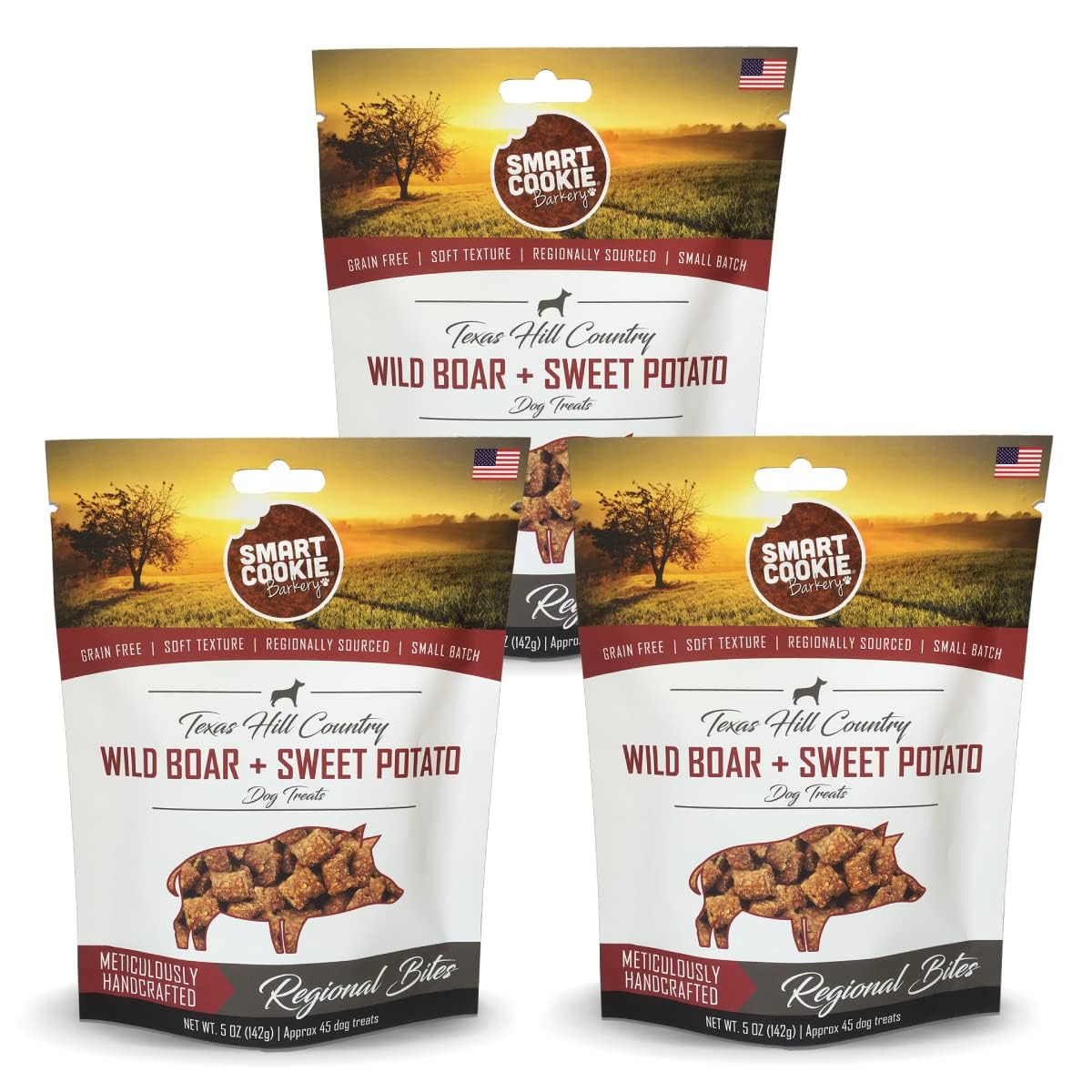 Smart Cookie All Natural Dog Treats - Wild Boar & Sweet Potato - Training Treats For Dogs With Allergies, Sensitive Stomachs - S