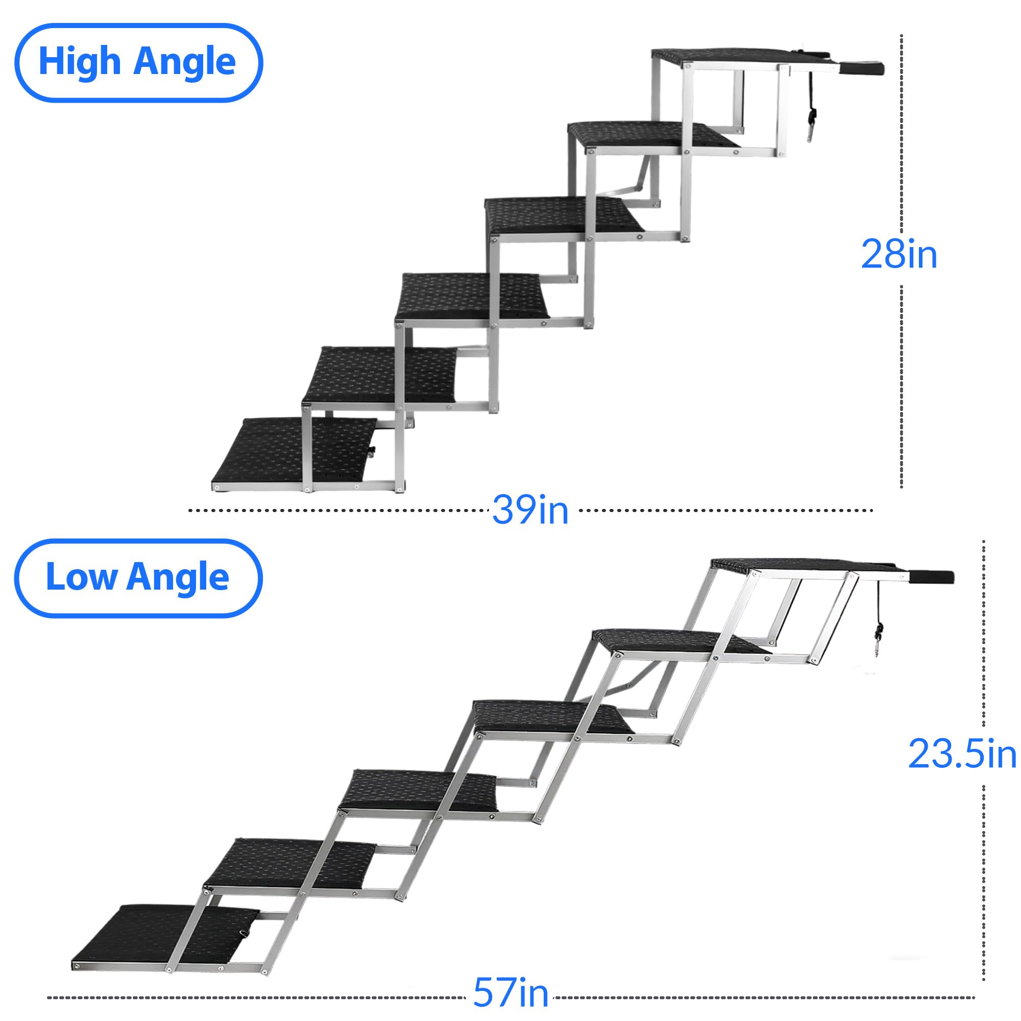 Niubya Dog Ramps for Cars, Portable Folding Dog Stairs for Cars, SUV, Trucks, Lightweight Pet Ramp for Large Dogs with Non-Slip