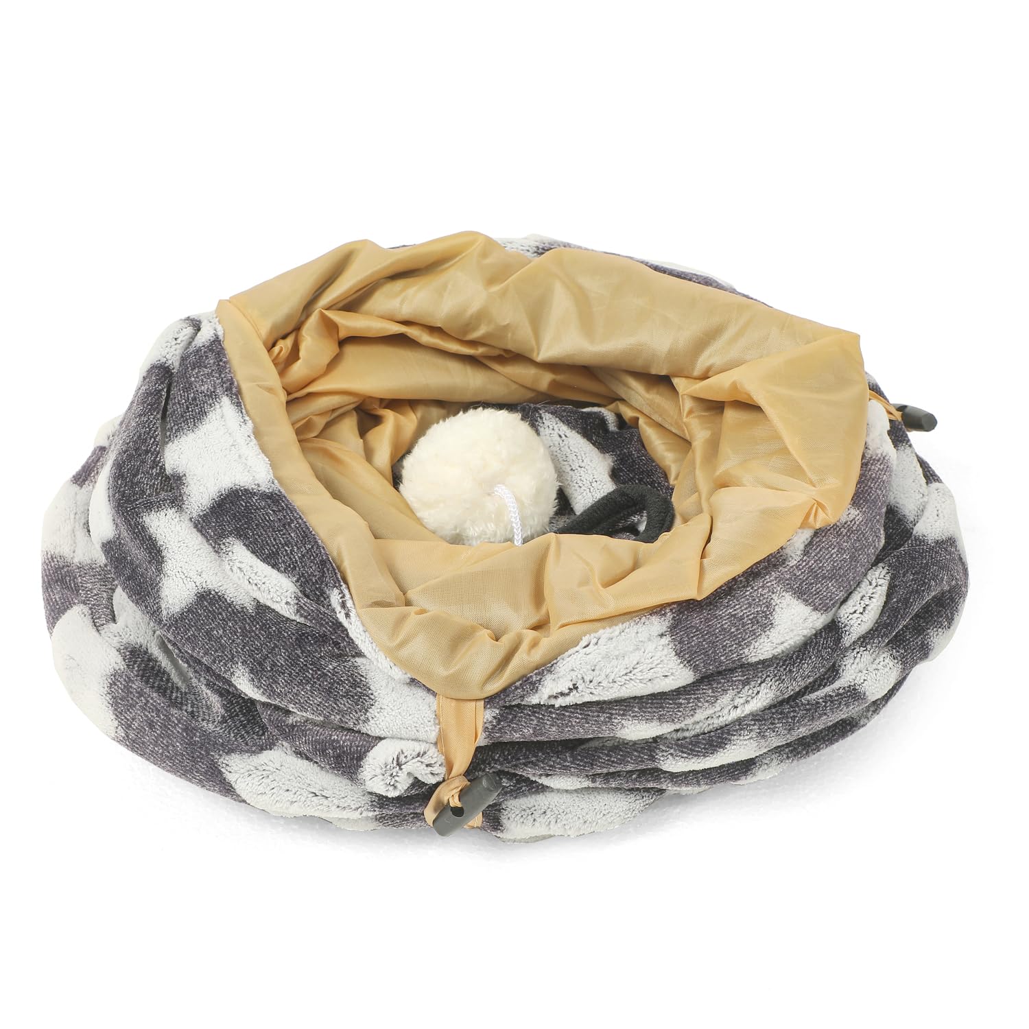 Luckitty Cat Tunnel Toy- 3 Way-Shaped, Gray Star Pattern, Soft Velvet Exterior, Oxford Fabric Fog-Proof Interior, Plush Toy Ball