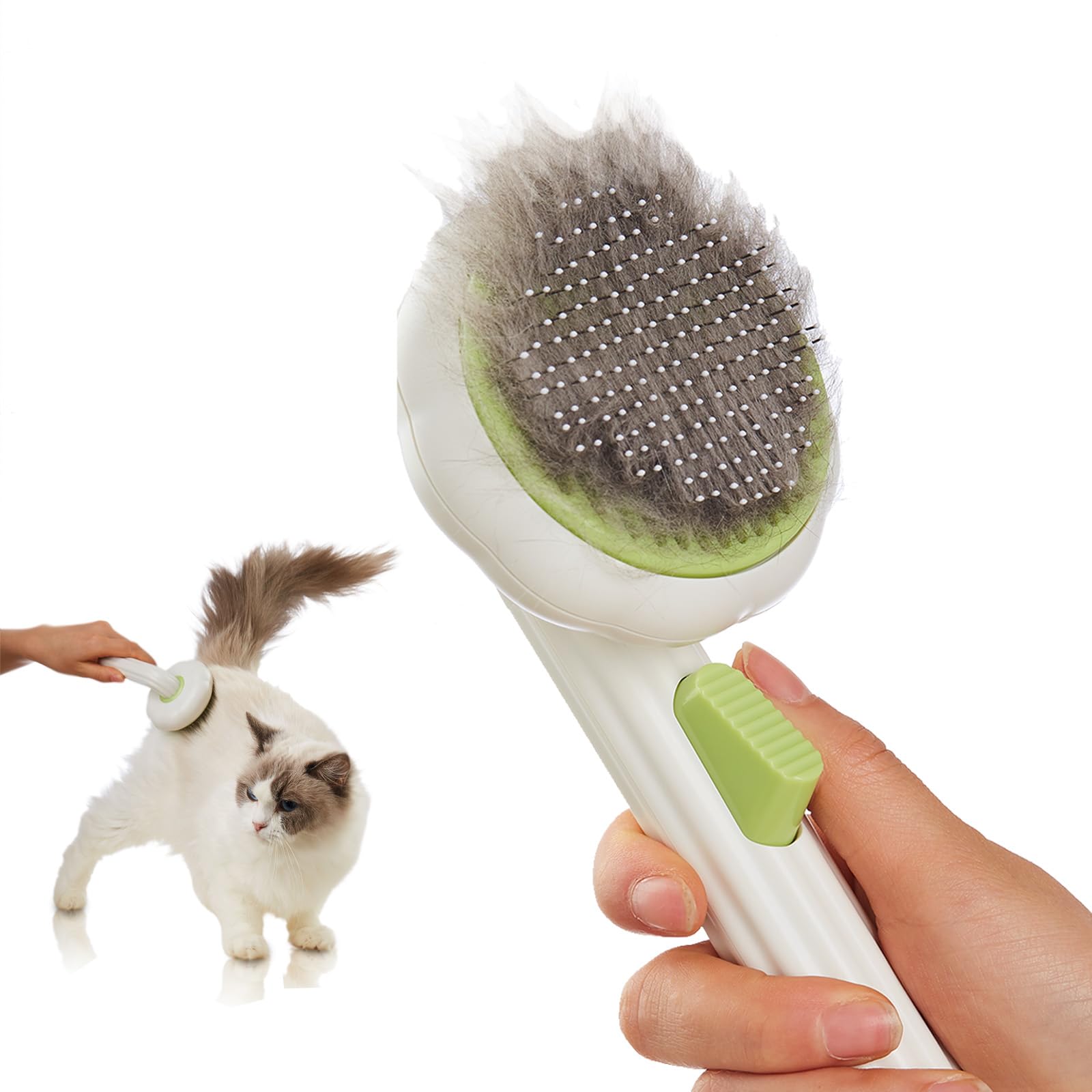 Viojojo Cat Brush Dog Brush With Release Button For Shedding, Self Cleaning Cat Comb Hair Brush For Indoor Cats, Dog Deshedding 