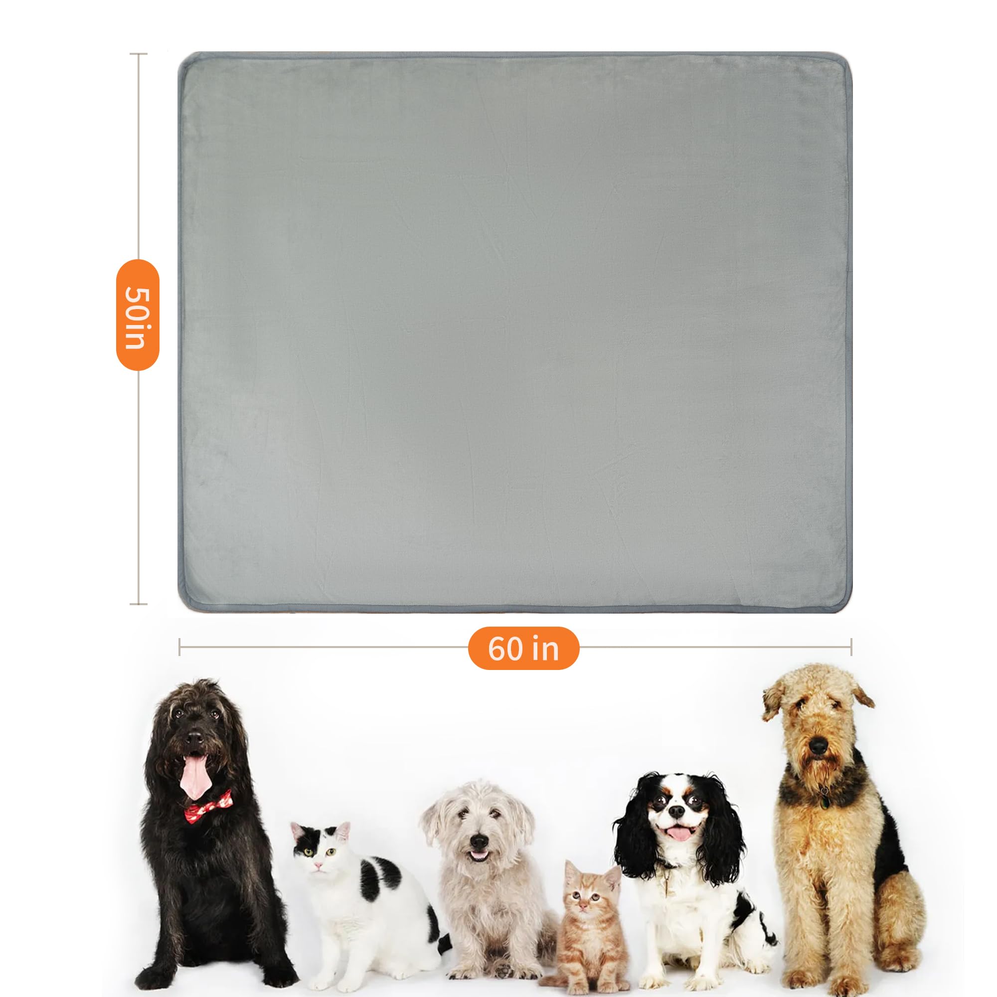 Capt.Snooze 50X60 Inch Light Gray Pet Blanket For Medium/Large Dogs - Reversible Soft Fluffy Waterproof Flannel Dog Bed Blanket,