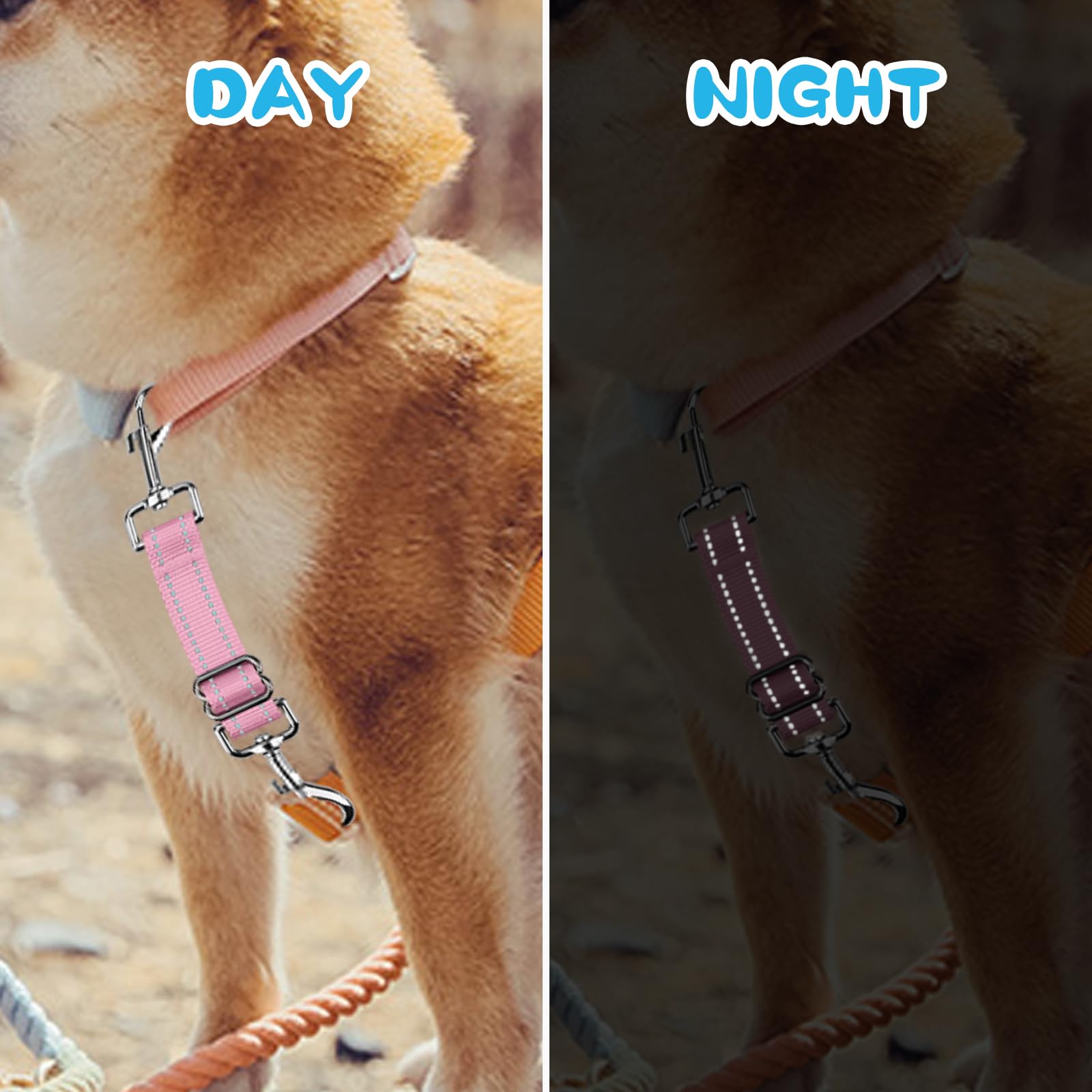 Yuepet Dog Safety Collar Clips 5 Pack Adjustable Prong Collar Backup Clips Reflective Double Ended Backup Clasp Leash Connector