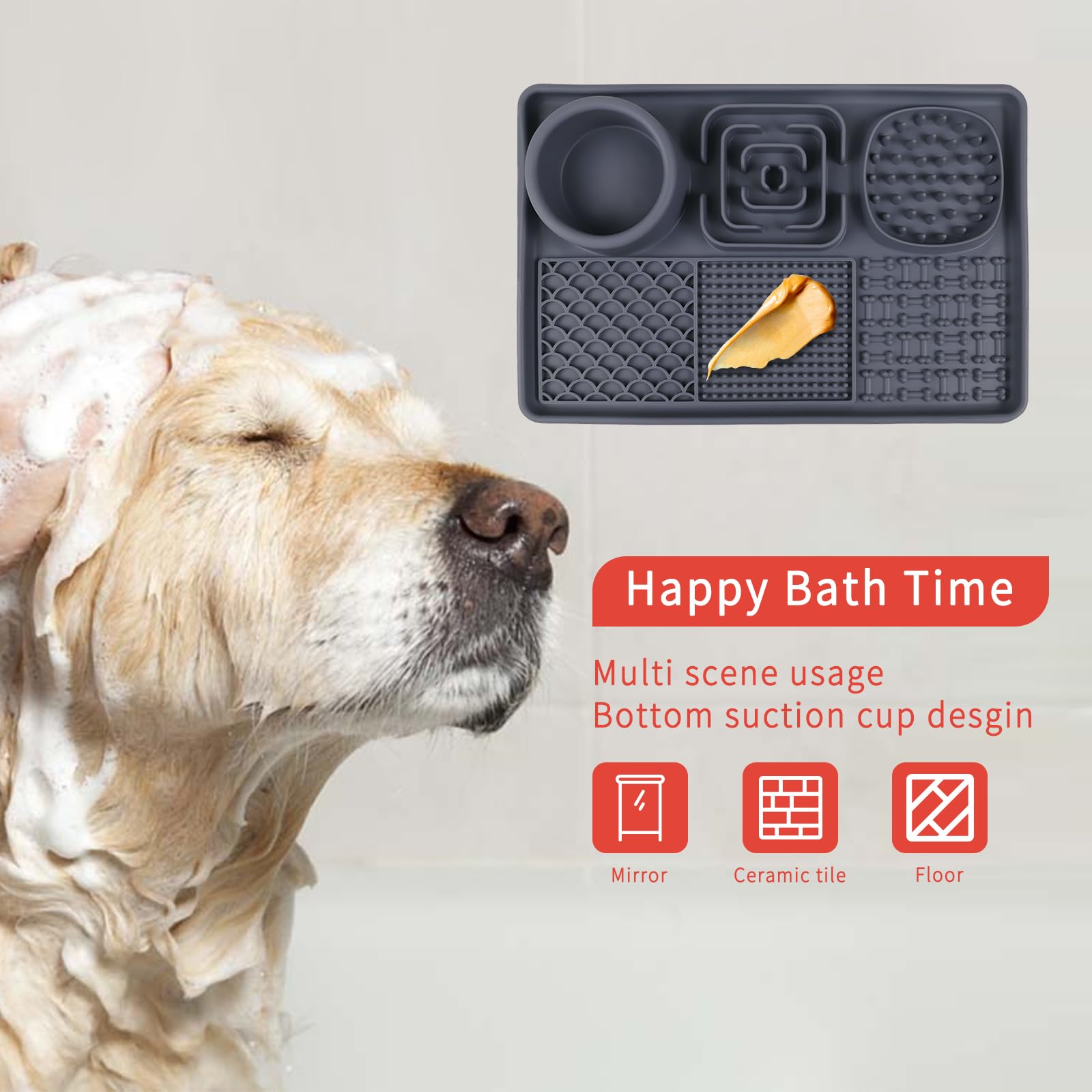 New Cat Slow Feeder, Dog Anxiety Relief Lick Mats with Suction Cups, Non-Slip Silicone Dog Enrichment Treat Mat, Easy to Clean C