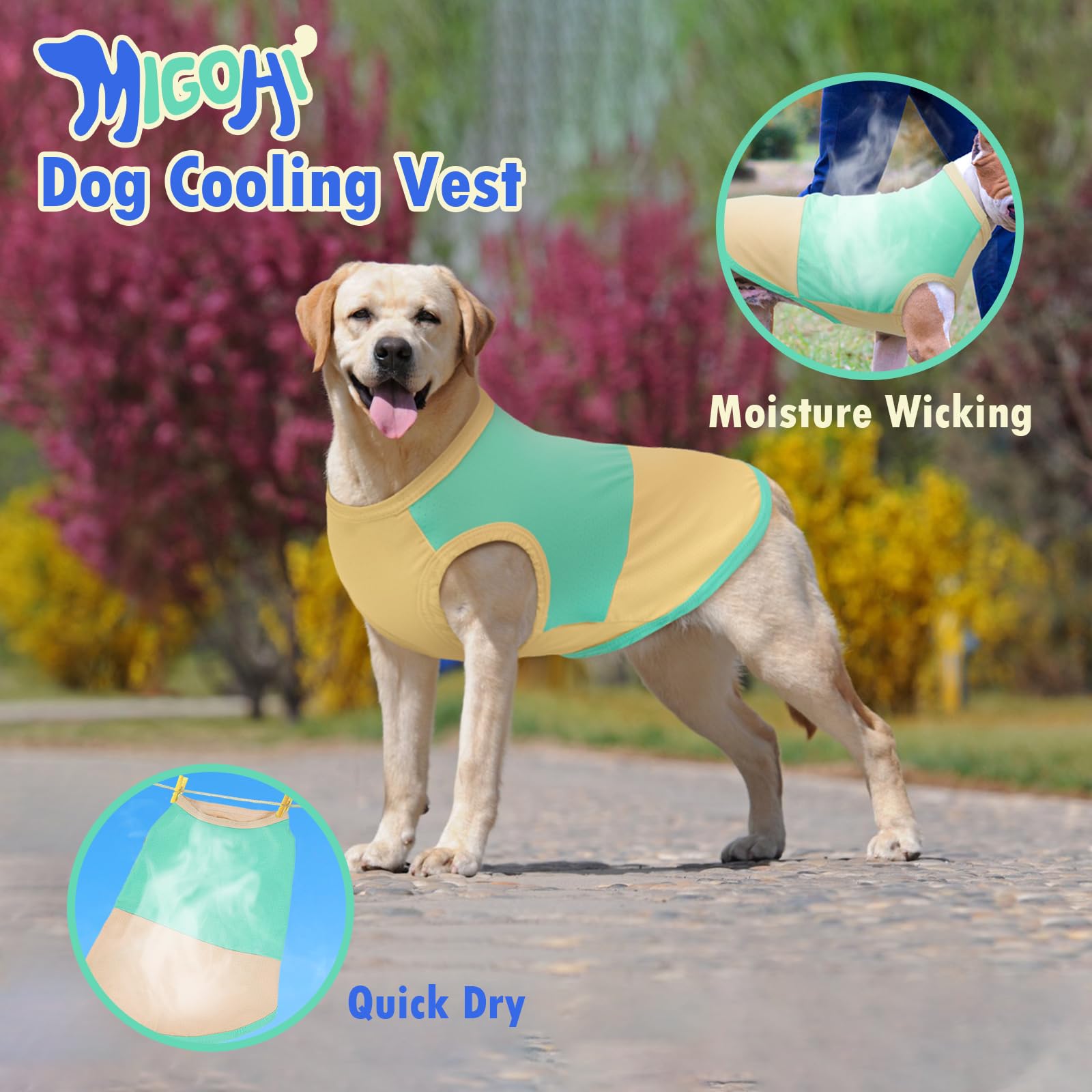 Migohi Dog Cooling Shirt, Durable Moisture-Wicking Cooling Clothes In Hot Summer, Prevents Overheating, Outdoor Activities, Seas