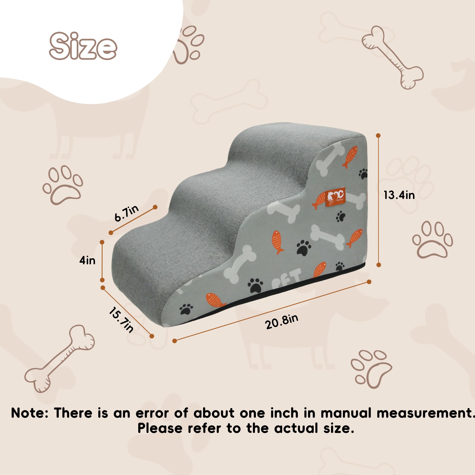 Dog Stairs Ramp For Small Dogs, 3-Step Dog Steps For Couch Sofa And Chair, Pet Stairs For Cats, Non-Slip Balanced Pet Steps Indo