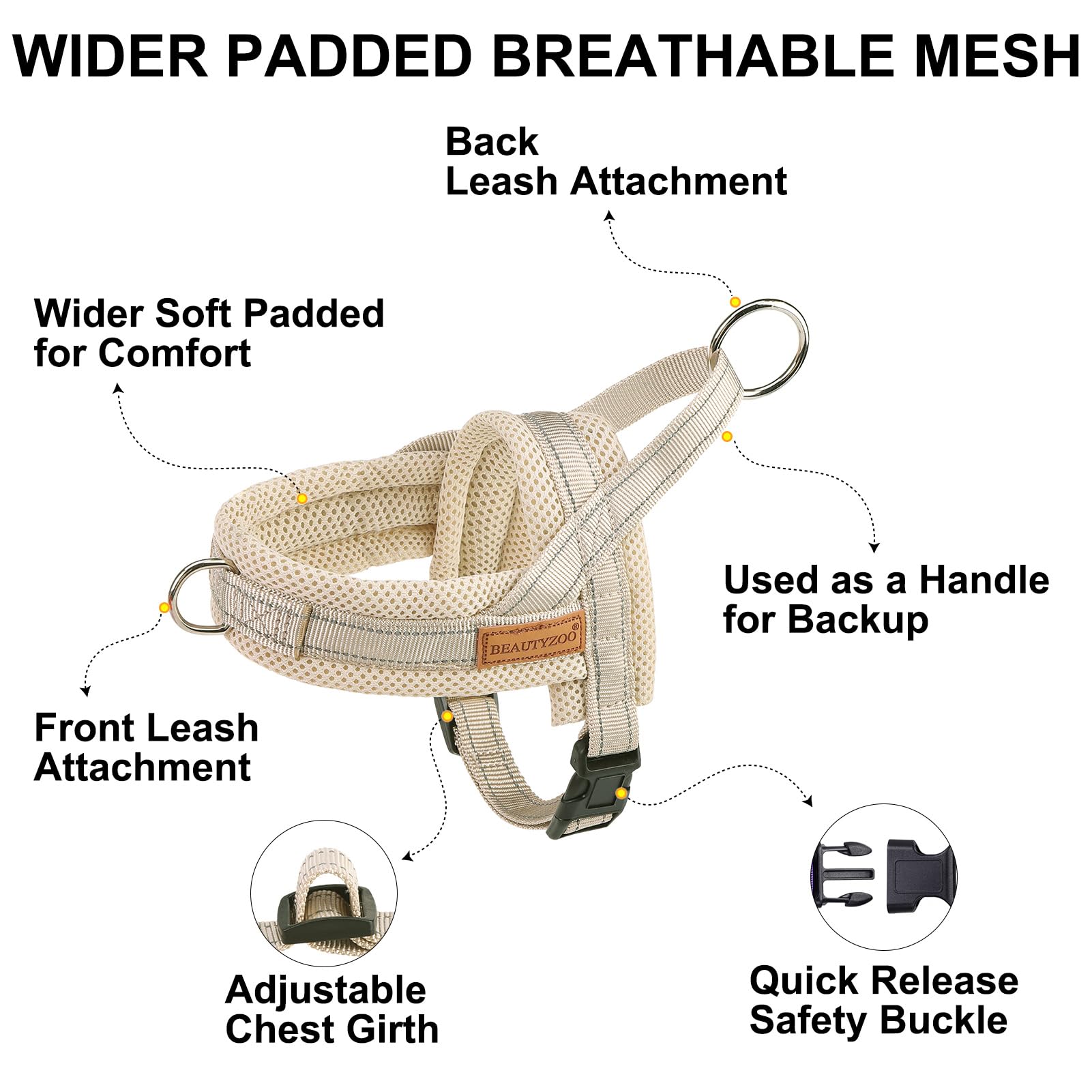Beautyzoo Dog Harness No Pull, Quick Fit Dog Harness And Leash Set, Escape Proof Vest Harness With Soft Handle, Reflective Breat