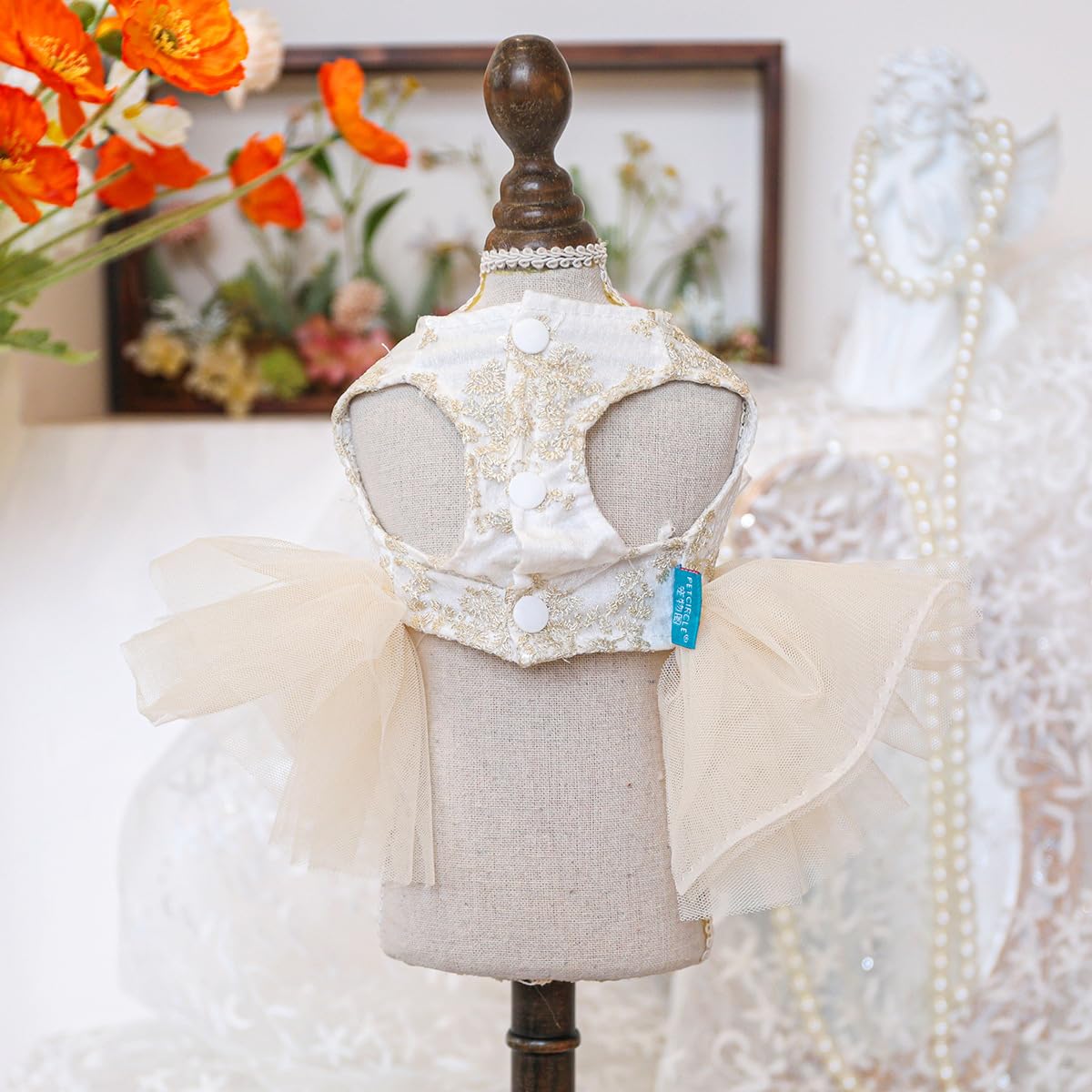 Marupet Fashion Sweet Puppy Dog Blingbling Princess Skirt Pet Dog Lace Cake Camisole Tutu Dress E-White S