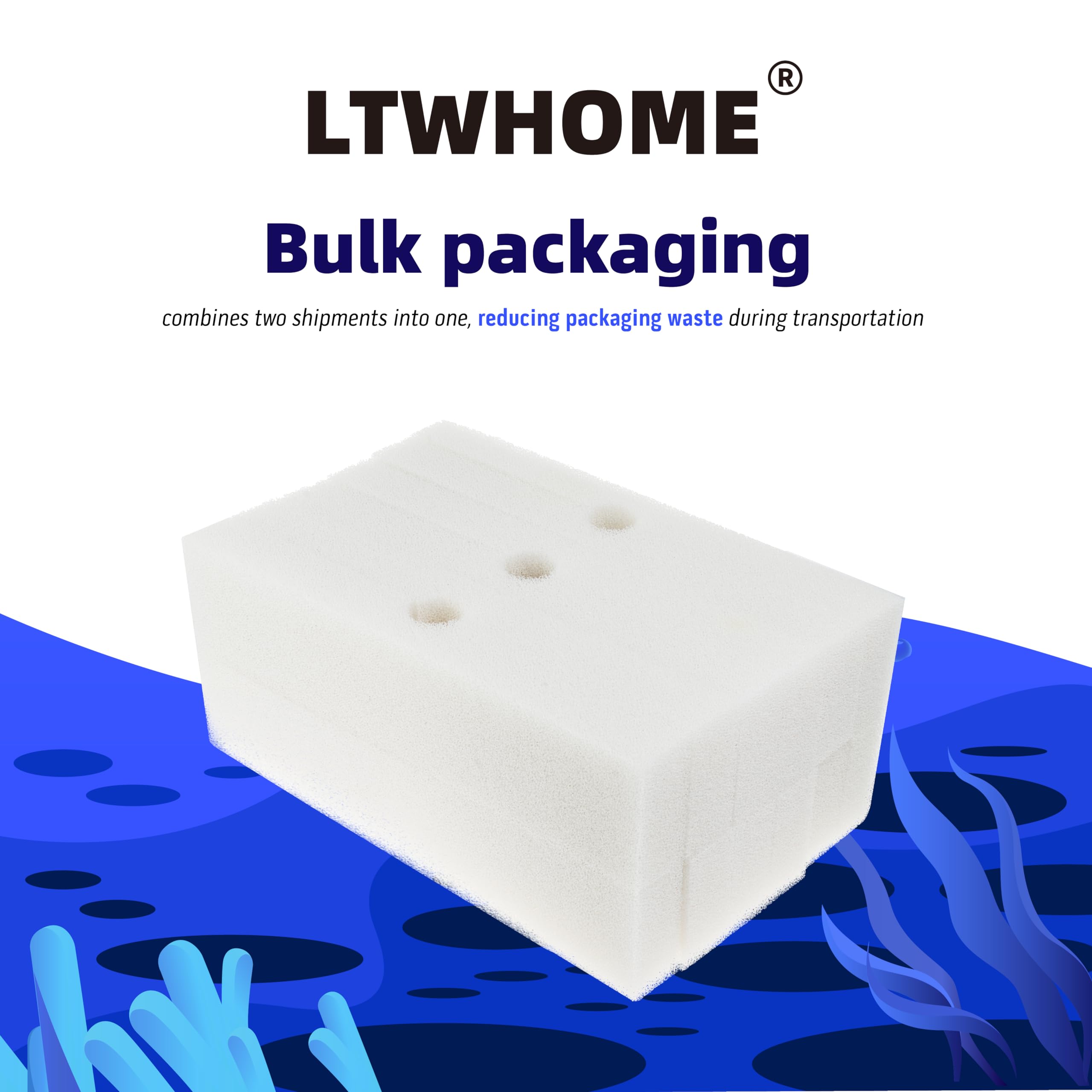 LTWHOME Foam Filter Pads Suitable for Fluval FX4 / FX5 / FX6 (Pack of 12)