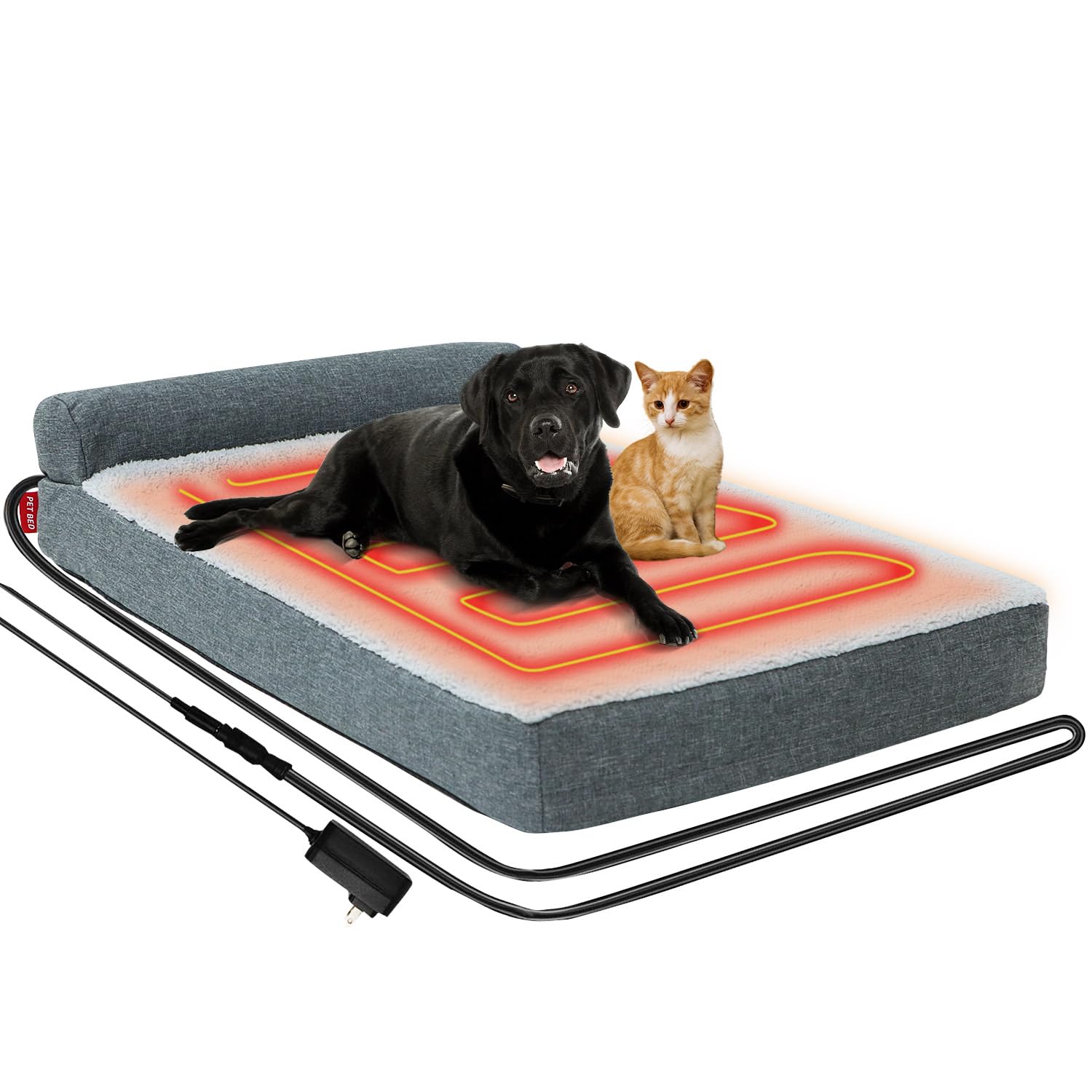 Mocobd Heated Dog Bed,Heating Pad Orthopedic Dog Bed With Memory Foam, Heated Pet Bed & Removable Waterproof Cover For Medium, L