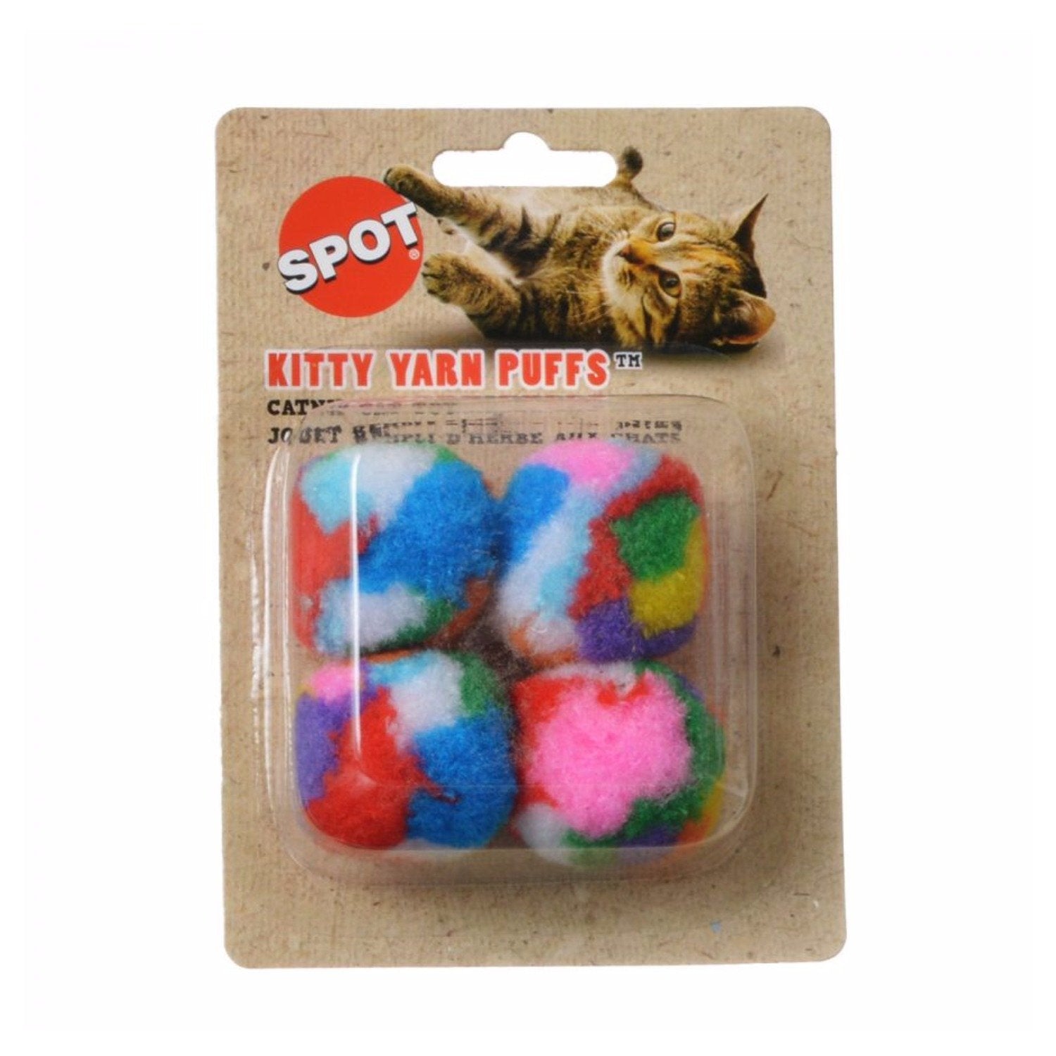Spot Kitty Yarn Puffs Colorful Woolen Yarn Cat Toy Contains Catnip 1.5'' Pack Of 4 By Ethical Pet, Small