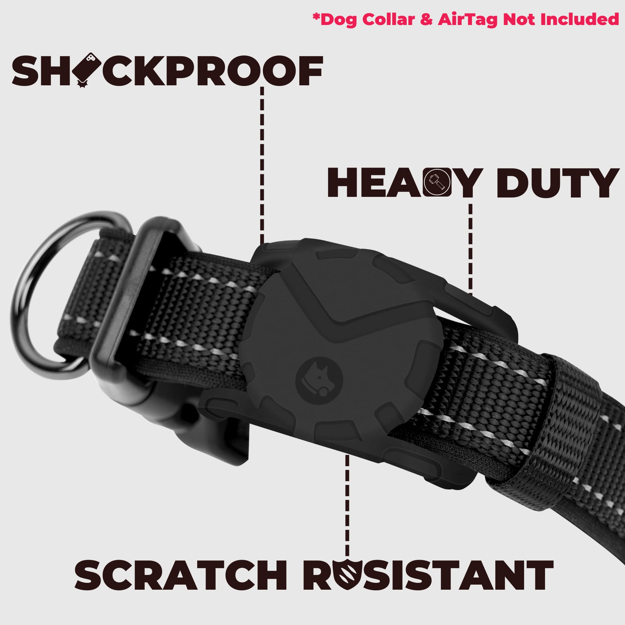 Ultra Thick Dog Collar Holder for | Military-Grade Air Tag Case Fits Collar from 0.8 to 2 | Apple Air Tag Holders for Large Dogs