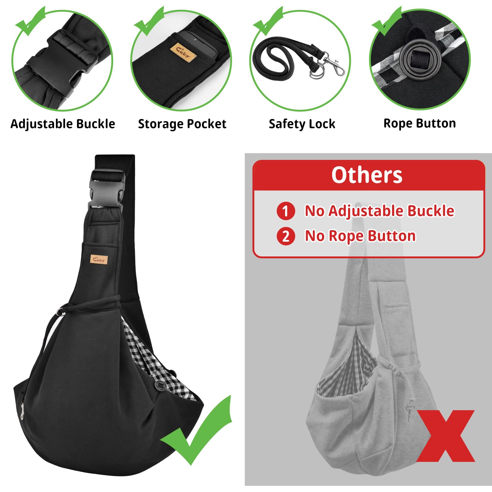 Cuby Dog And Cat Sling Carrier, Hand-Free Dog Carrier Slings With Adjustable Straps Pocker, Puppy Slings Carrier For Small Dogs