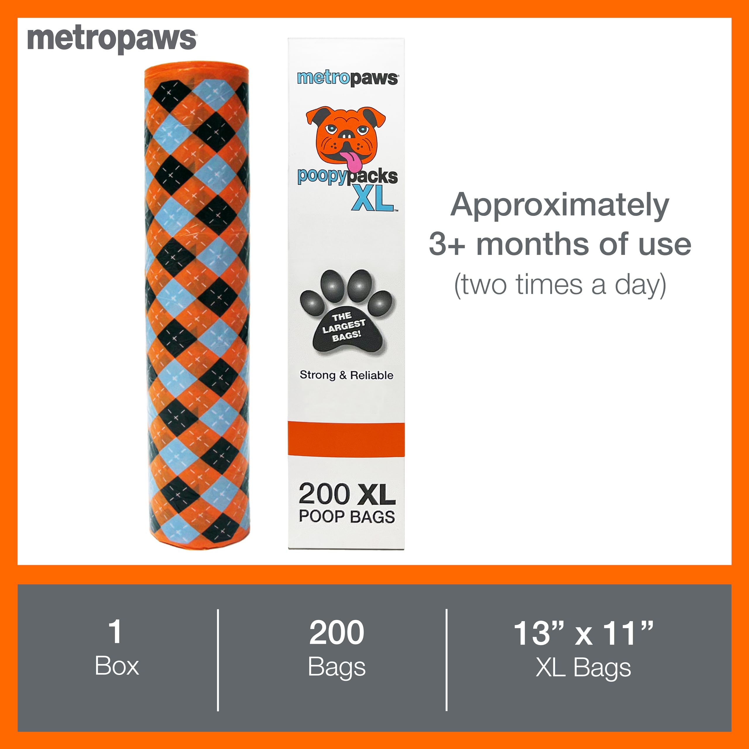 Metropaws Waste Packs Xl - 200 Extra Large Dog Bags, Leakproof, Durable Pet Waste Bags For Easy Cleanup, Ideal For Multi Dog Hou