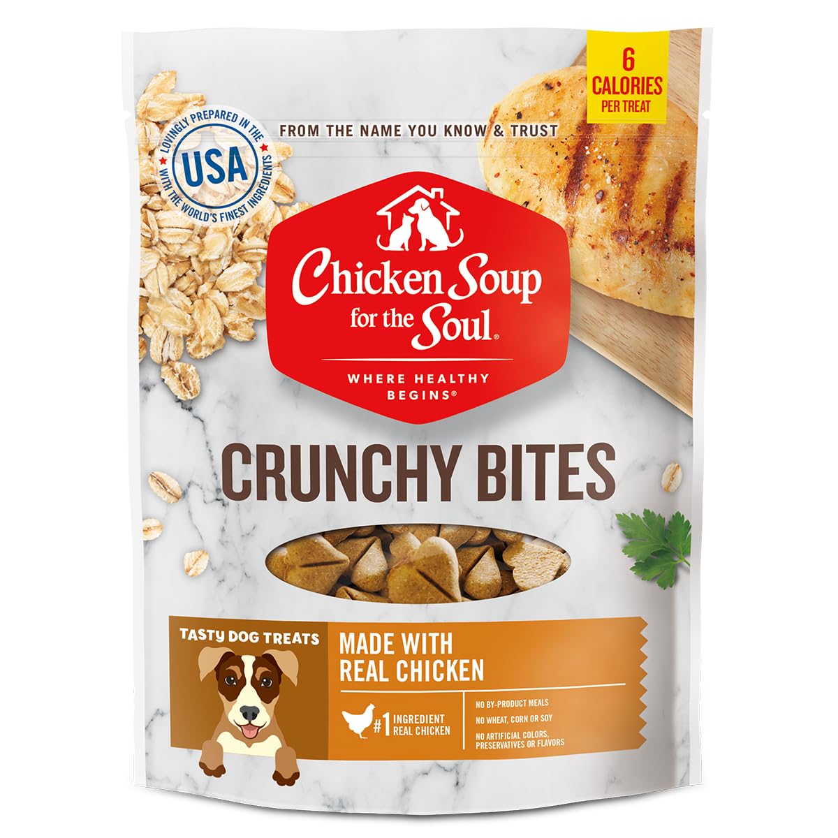 Chicken Soup For The Soul Pet Food Crunchy Bites Dog Treats, Chicken, 12 Ounce Bag | Soy, Corn & Wheat Free, No Artificial Flavors Or Preservatives