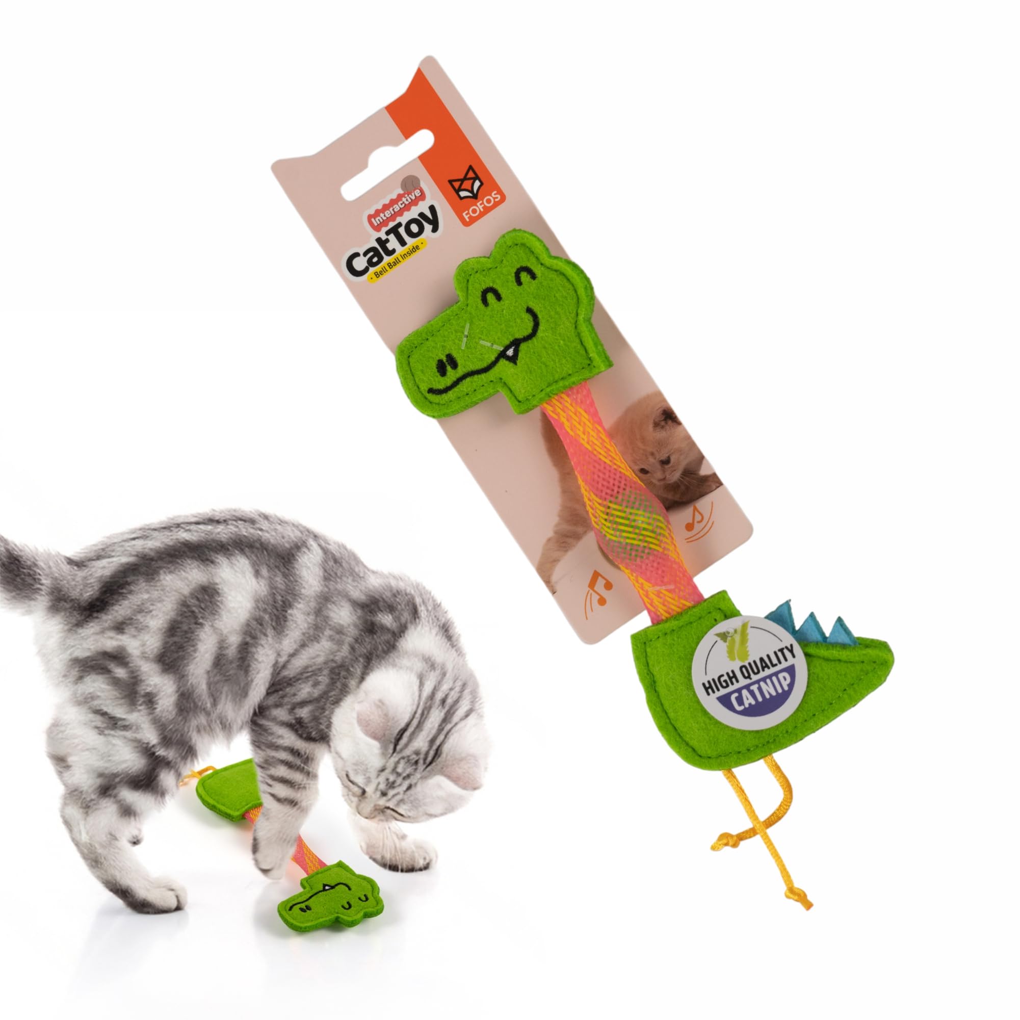 Barkbutler X Fofos Flick Tube Crocodile Cat Toy  Cat Toys With Catnip, Interactive Toys Set  Multicoloured